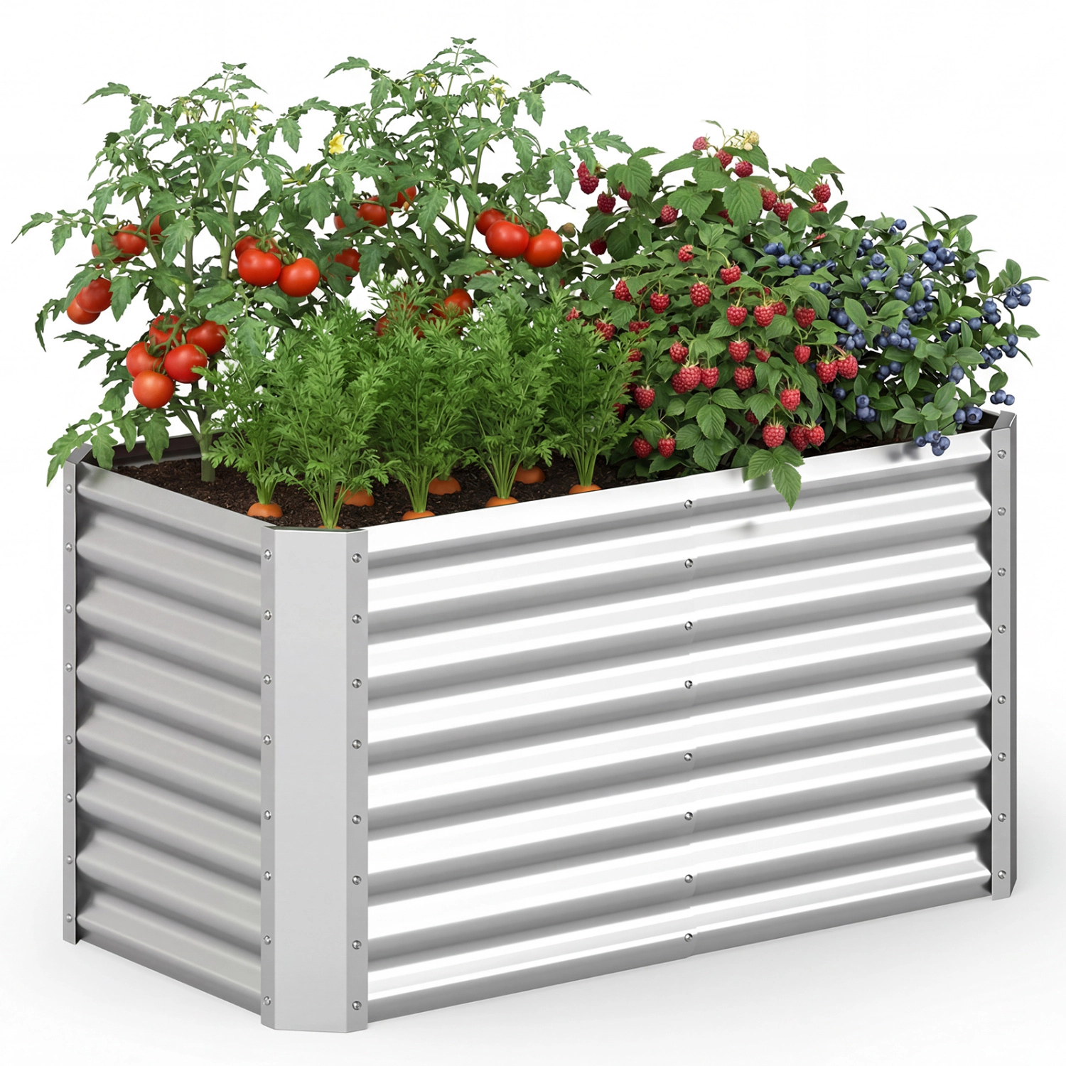 LJG 4 x 2 x 2 FT Galvanized Raised Garden Bed Rectangular Galvanized Metal Planter Box