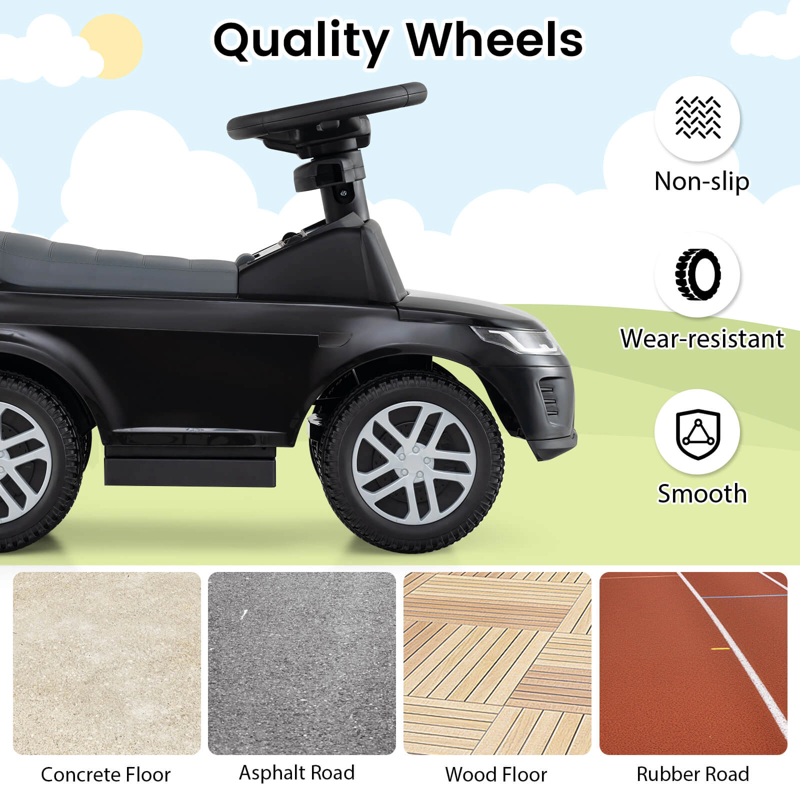 Costway Kids Ride on Push Car with Horn & Start-up Sound Under-seat Storage Handle