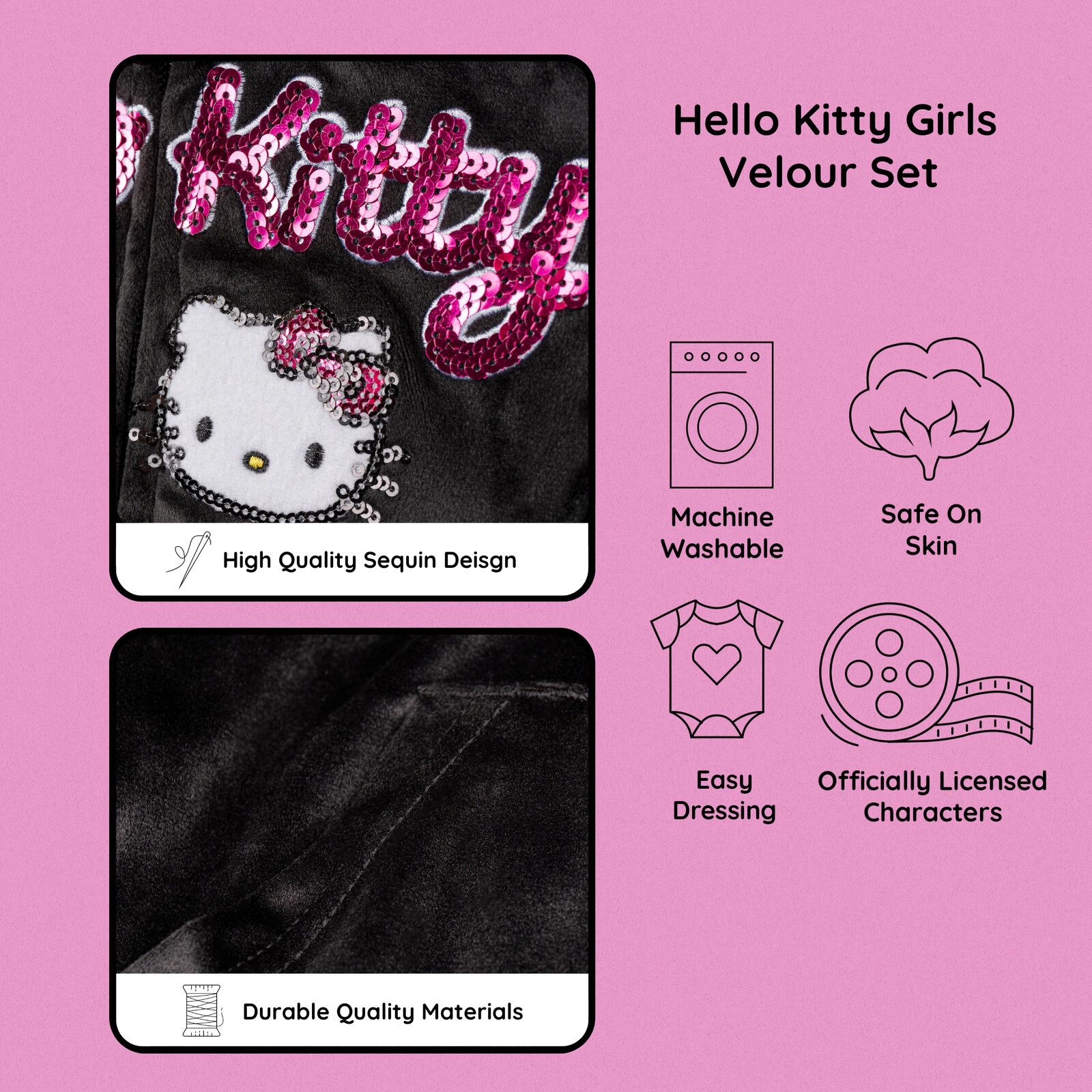 Hello Kitty Girls' Velour Hoodie and Pants Set