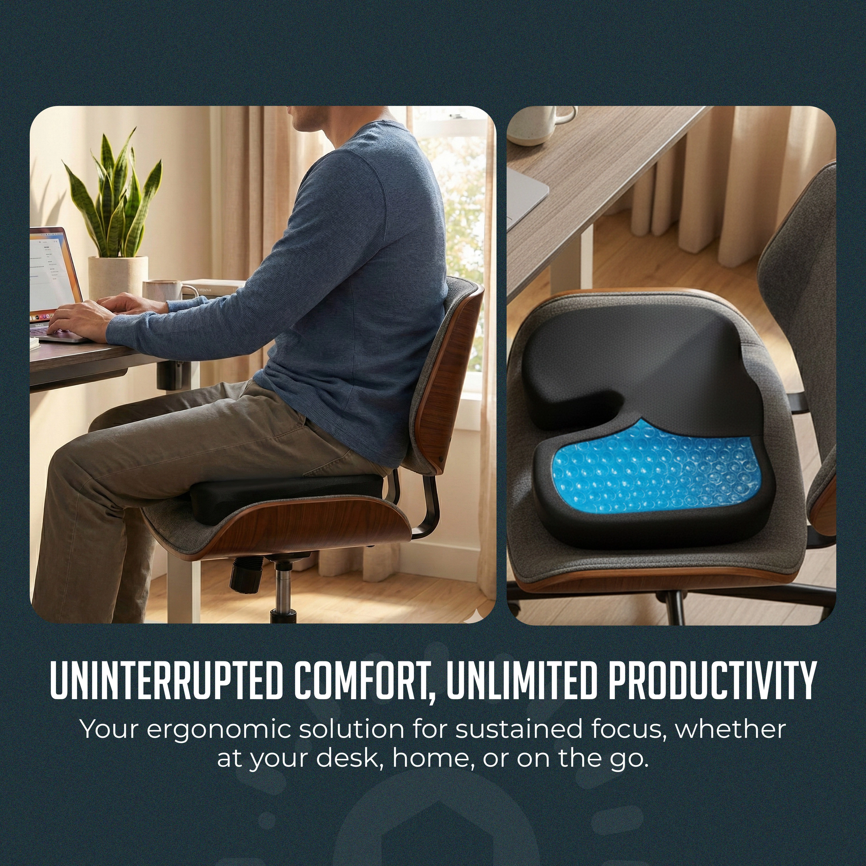 Luminuxe Gel Memory Foam Seat Cushion, Cooling Gel U Shaped Tailbone Coccyx Car Seat Cushion, Orthopedic Chair Cushions