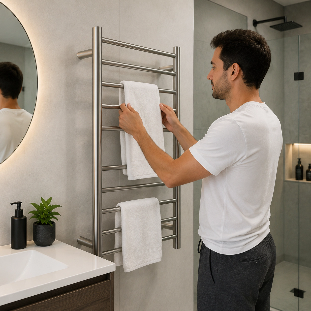 Pursonic Unisex Stainless Steel Wall Mounted Electric Towel Warmer – 10 Bar