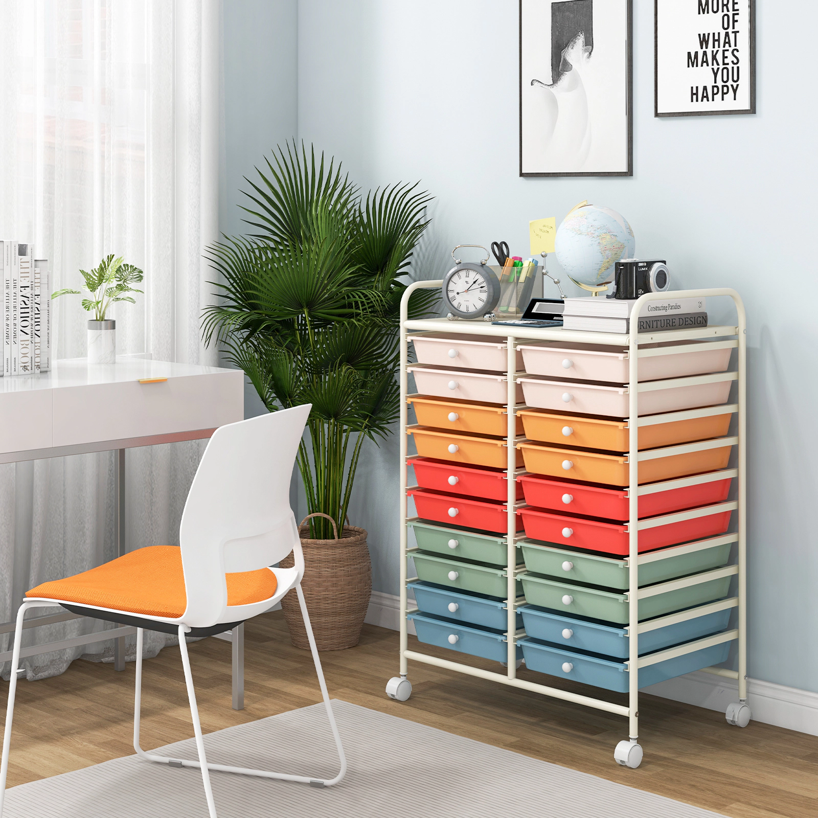 SUGIFT 20-Drawer Rolling Storage Cart with Removable Drawers Steel Frame Top Shelf and Lockable Wheels