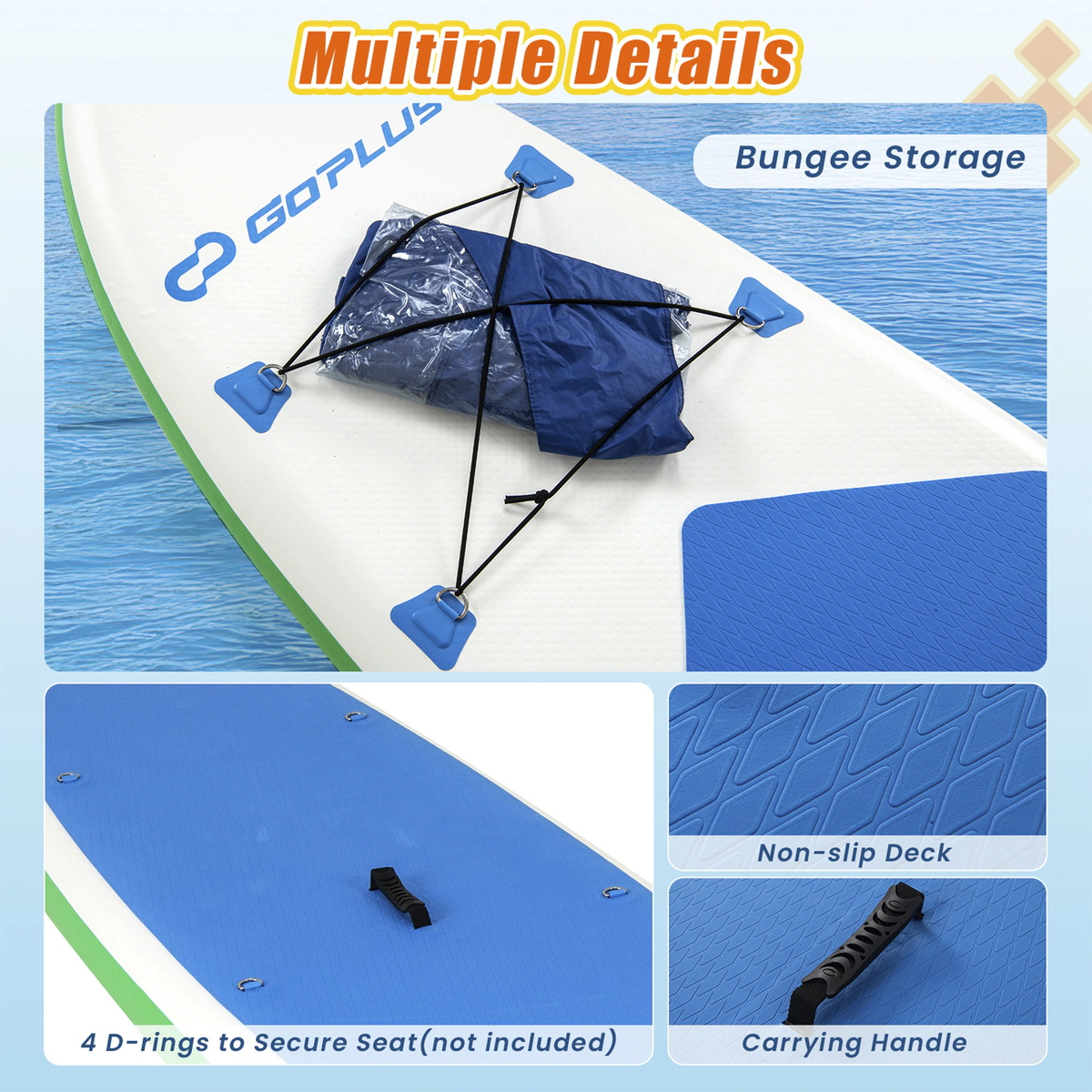 SUGIFT Adult White 11-ft Inflatable Paddle Board with Detachable Fin Ankle Leash and Backpack 30-in W 6-in D