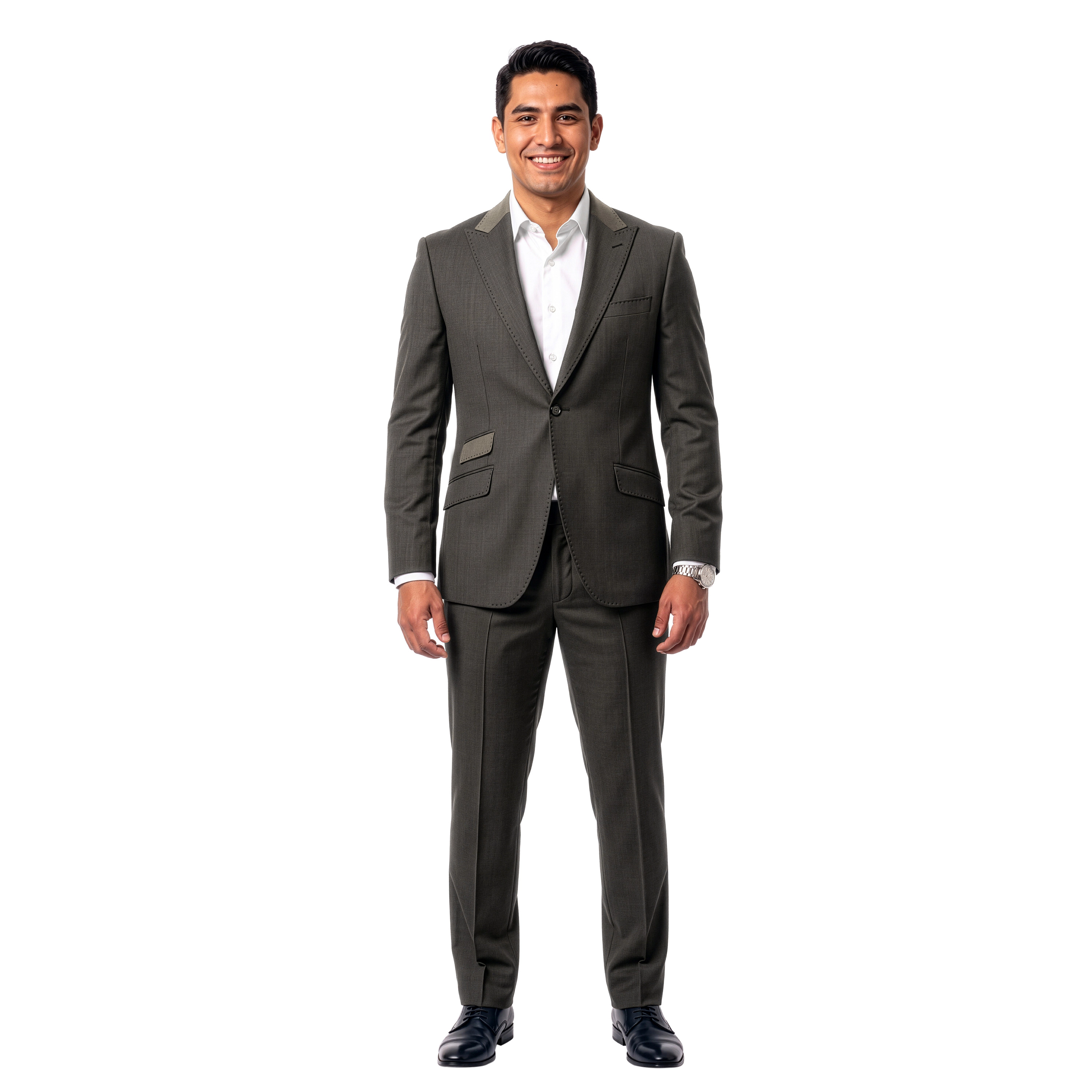 Tazzio Mens Slim Fit Pick Stitch 3 Piece Suit Set with Ticket Pocket