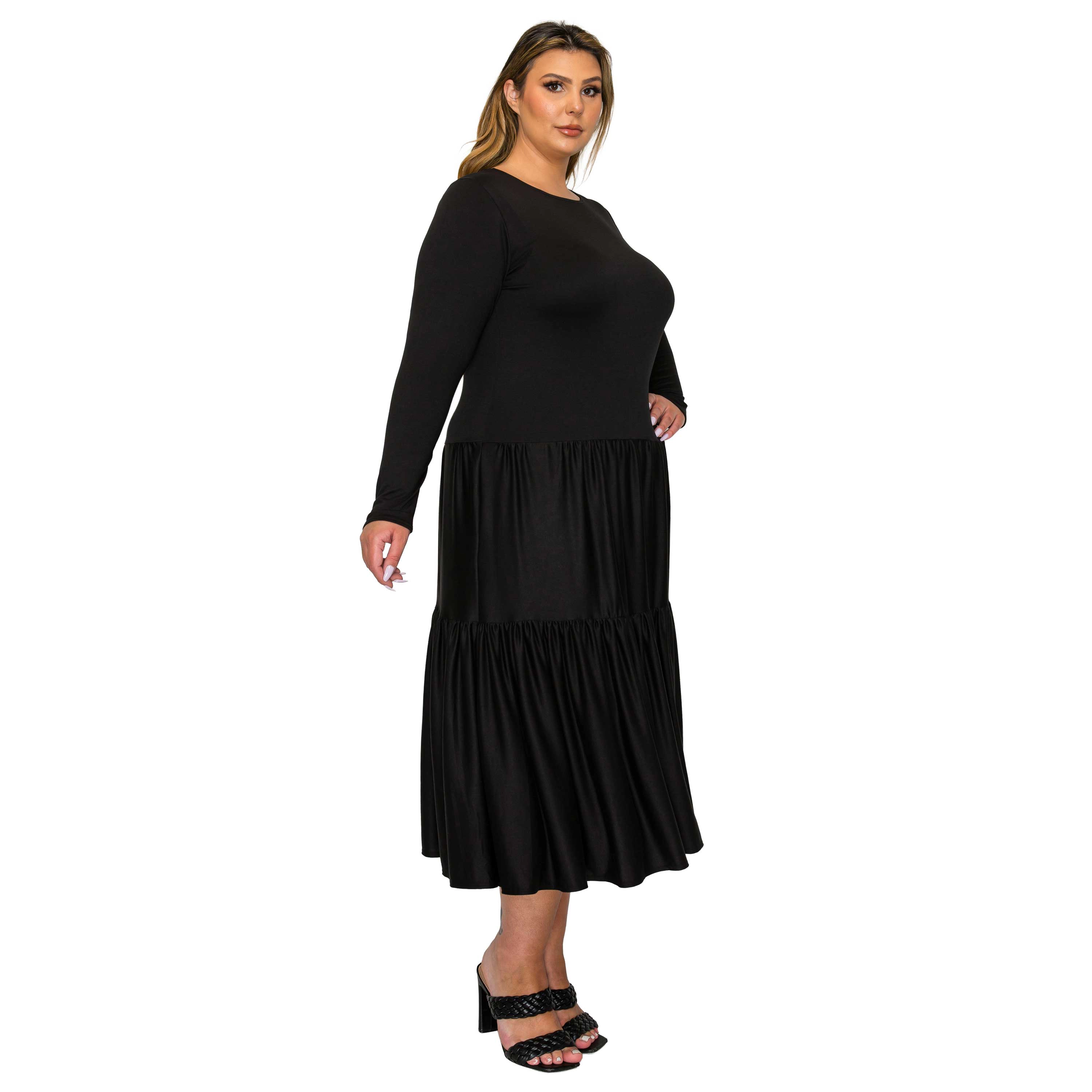 L I V D Women's Plus Eliana Tiered Midi Dress