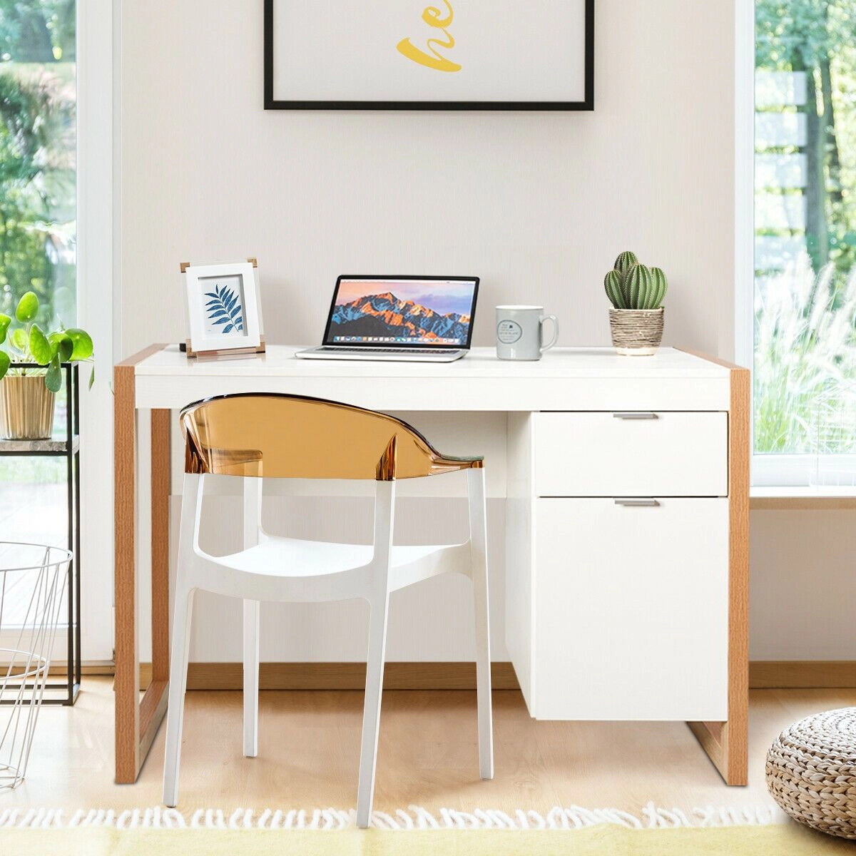 SlickBlue Computer Desk With Storage Drawer & Cabinet, 44 Inch