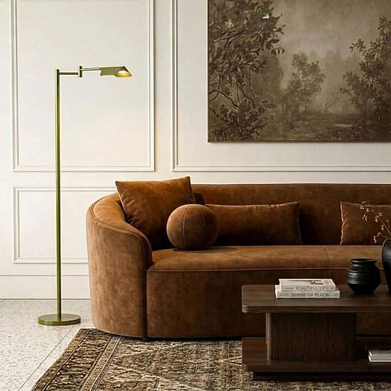 Brightech Leaf 53" Modern Pharmacy Swing Arm Floor Lamp with Adjustable LED Reading Shade