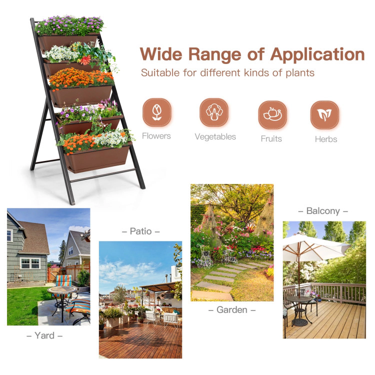 Hivvago 5-tier Vertical Garden Planter Box Elevated Raised Bed with 5 Container