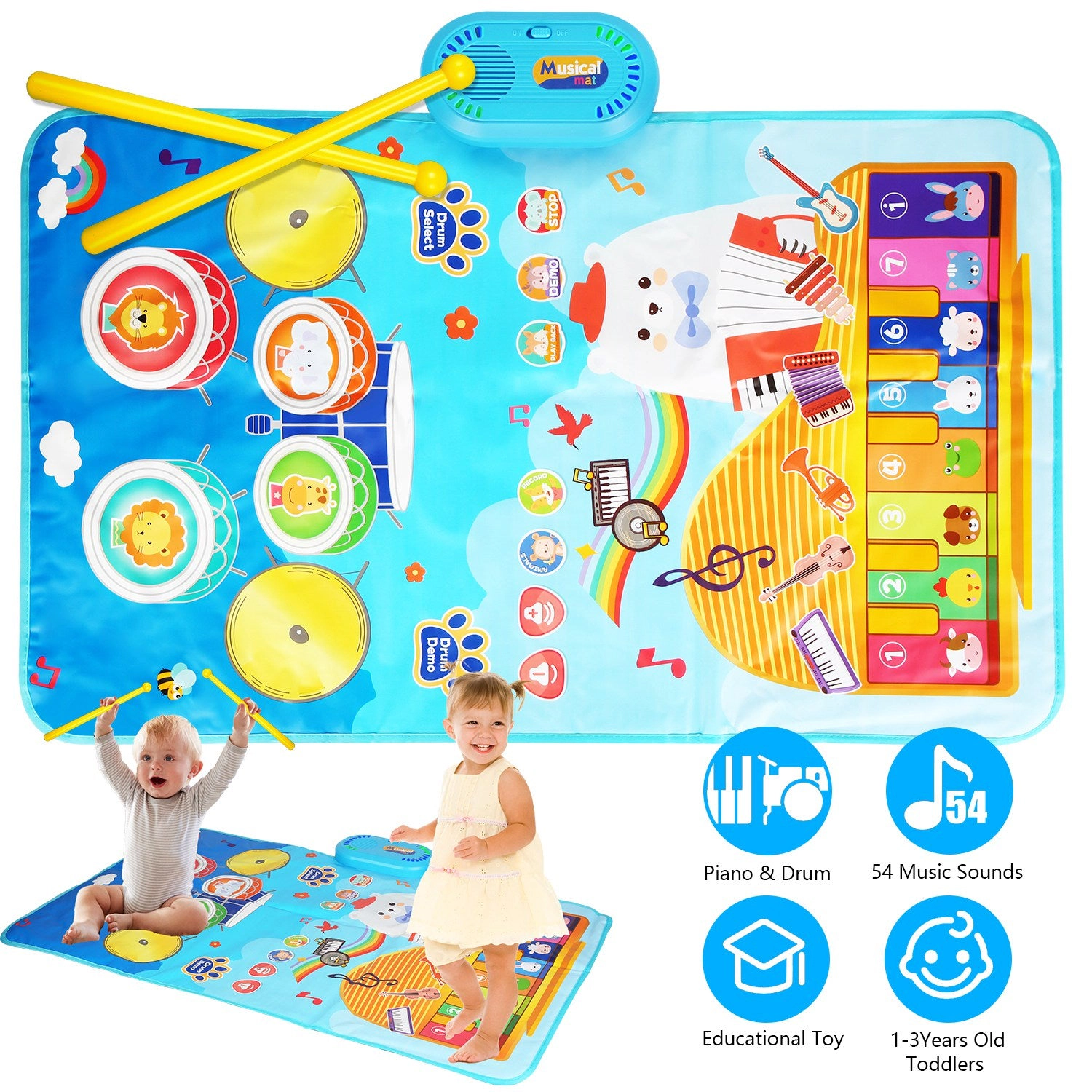 GBruno Kids' Musical Floor Piano Mat With Drums