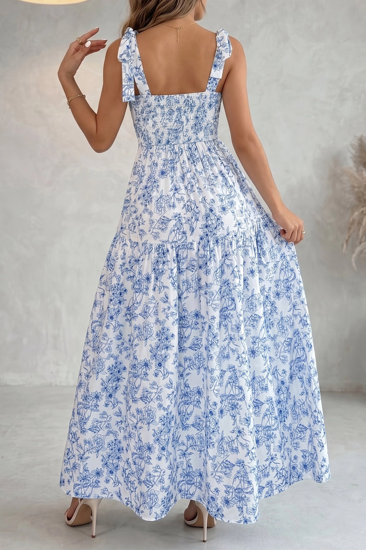 Threaded Pear Megan Waist Flared Maxi Dress