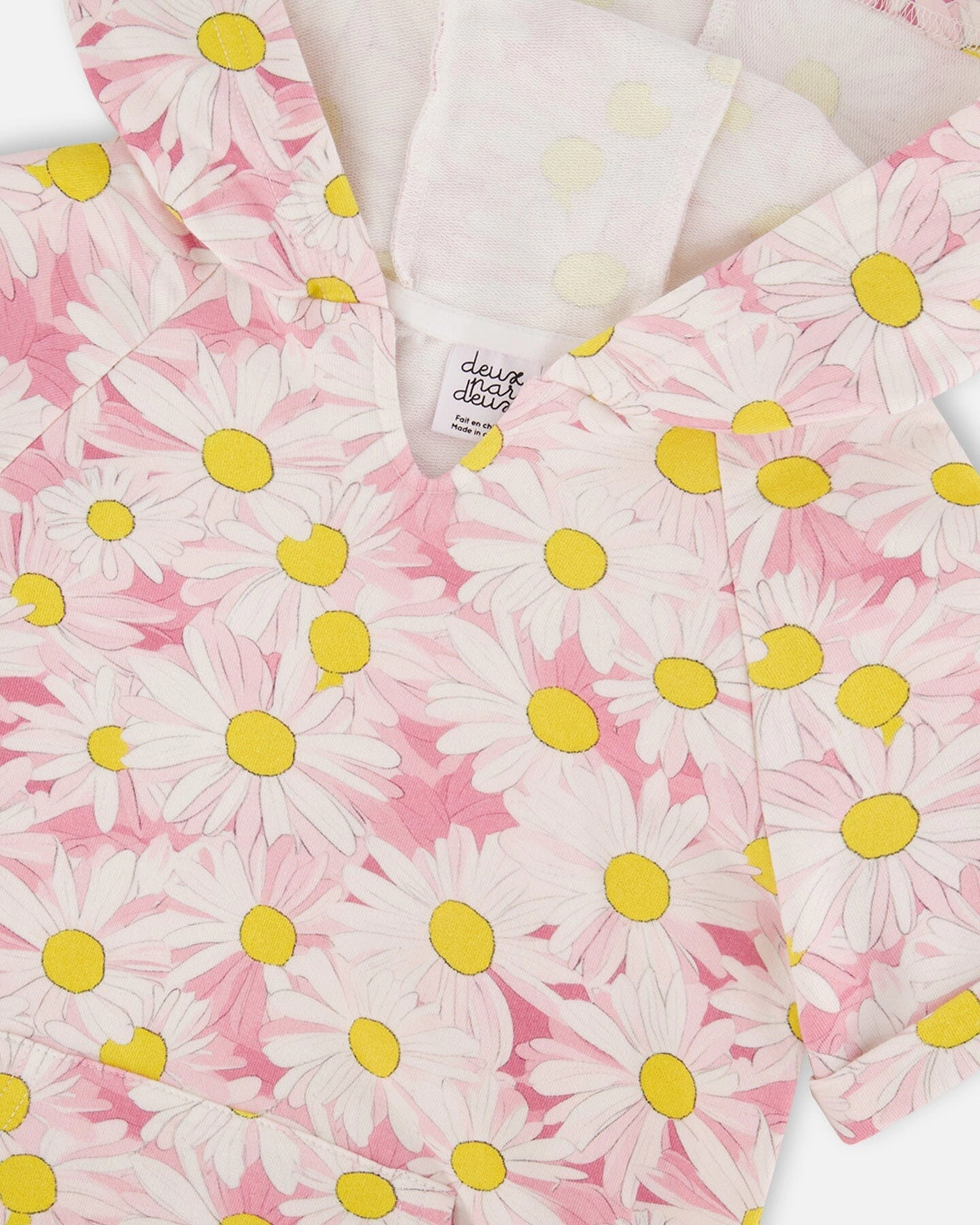 Deux par Girls French Terry Hooded Dress Printed Daisies