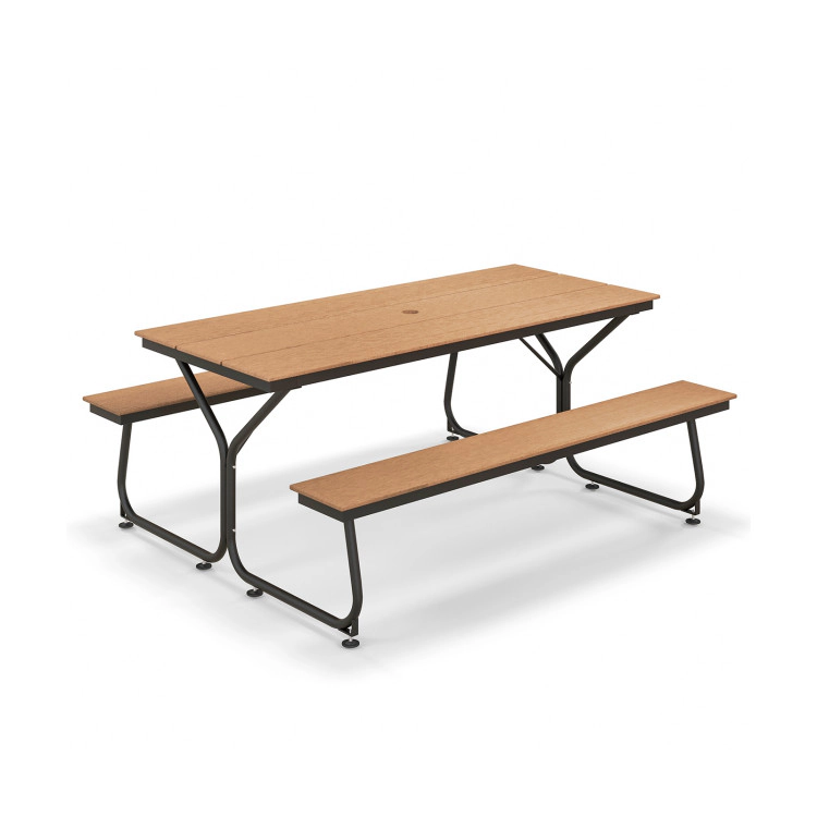 Hivvago 6 Feet Outdoor Picnic Table Bench Set For 6-8 People