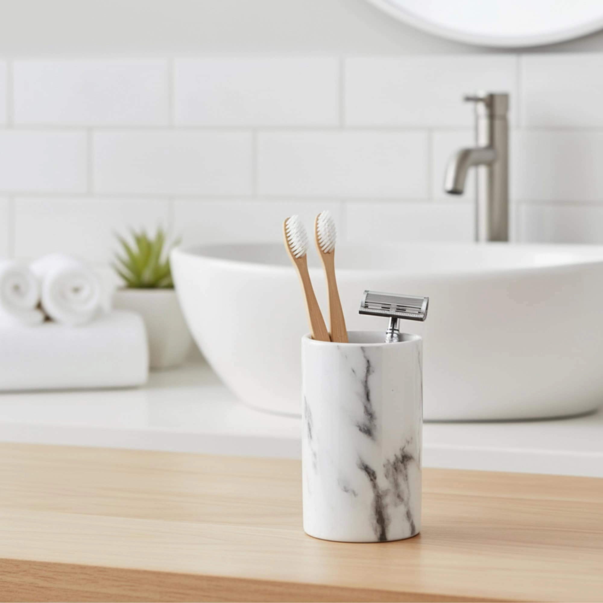 Evideco French Home Goods Marble-Effect Dolomite Ceramic Tumbler, 4 in