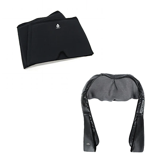 Pursonic Unisex Pain Relief Therapy Set: Total Tension Relief 3D Shiatsu Back Massager & Hot/Cold Gel Migraine Cap