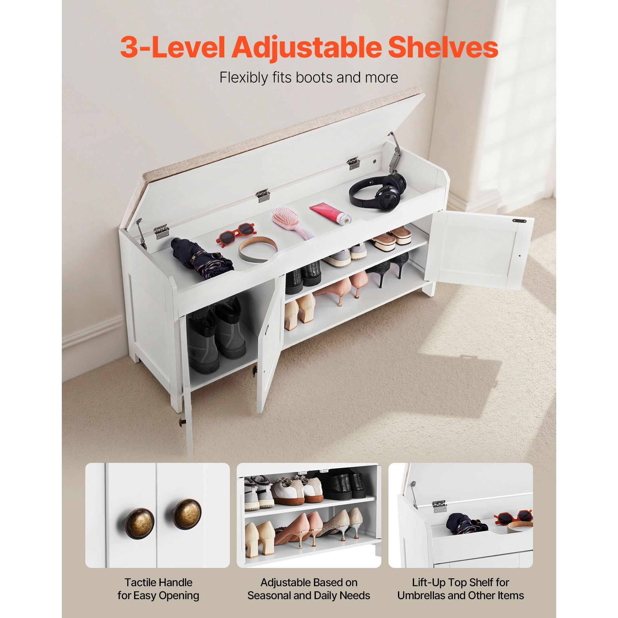 HONGGE Shoe Storage Bench for Hallway Entryway Bedroom