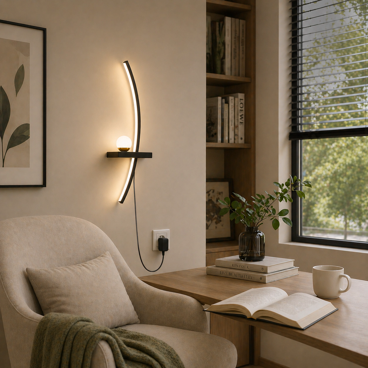 EP Light 2-Pack 33 in LED Bedroom Wall Lights Black Metal Modern Wall Sconces