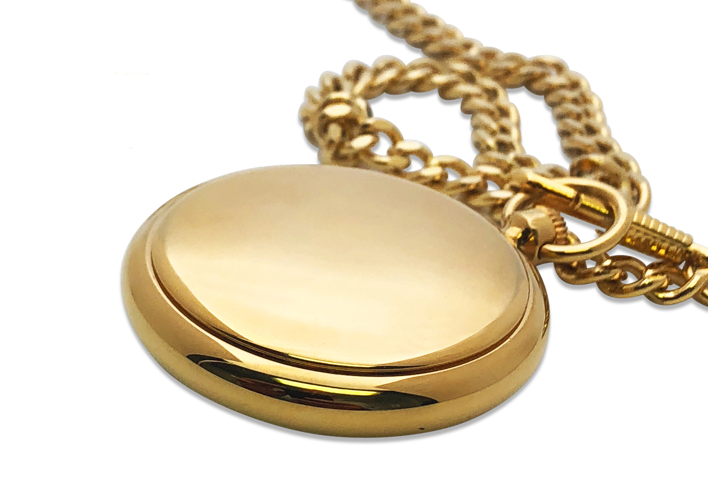 Peugeot Men's 14K Gold Plated Sun Moon Pocket Watch with Gold-Tone Chain