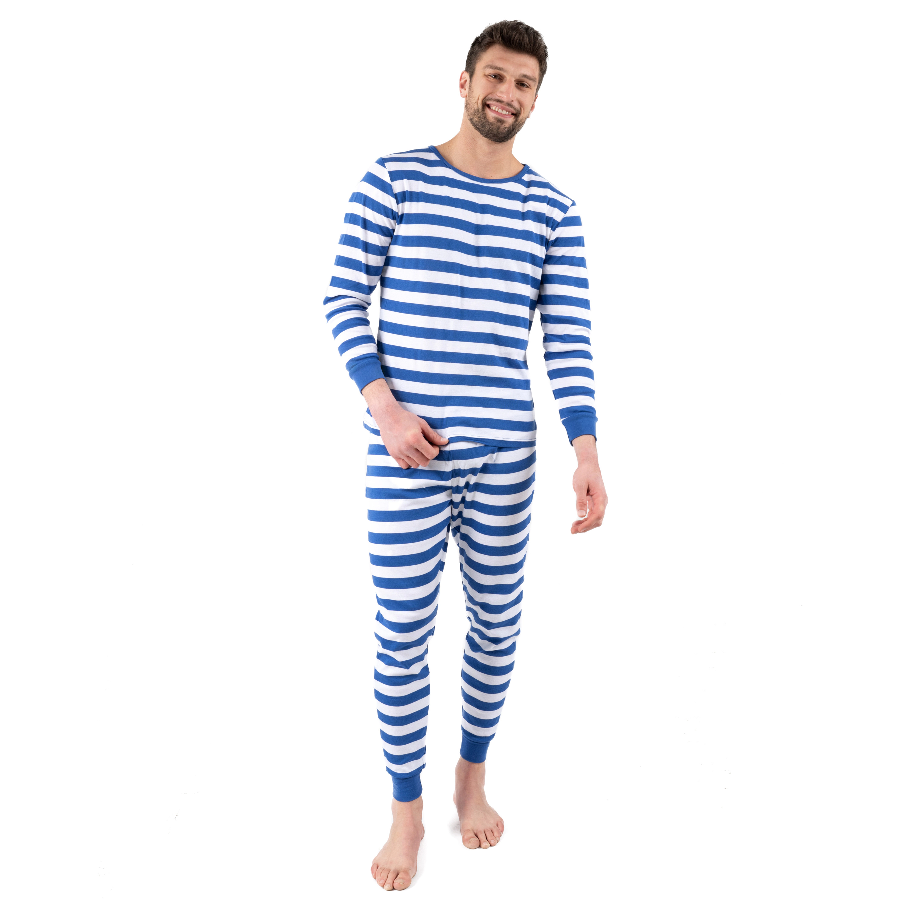 Leveret Mens 2-Piece Striped Cotton Snug Fit Pajama Set