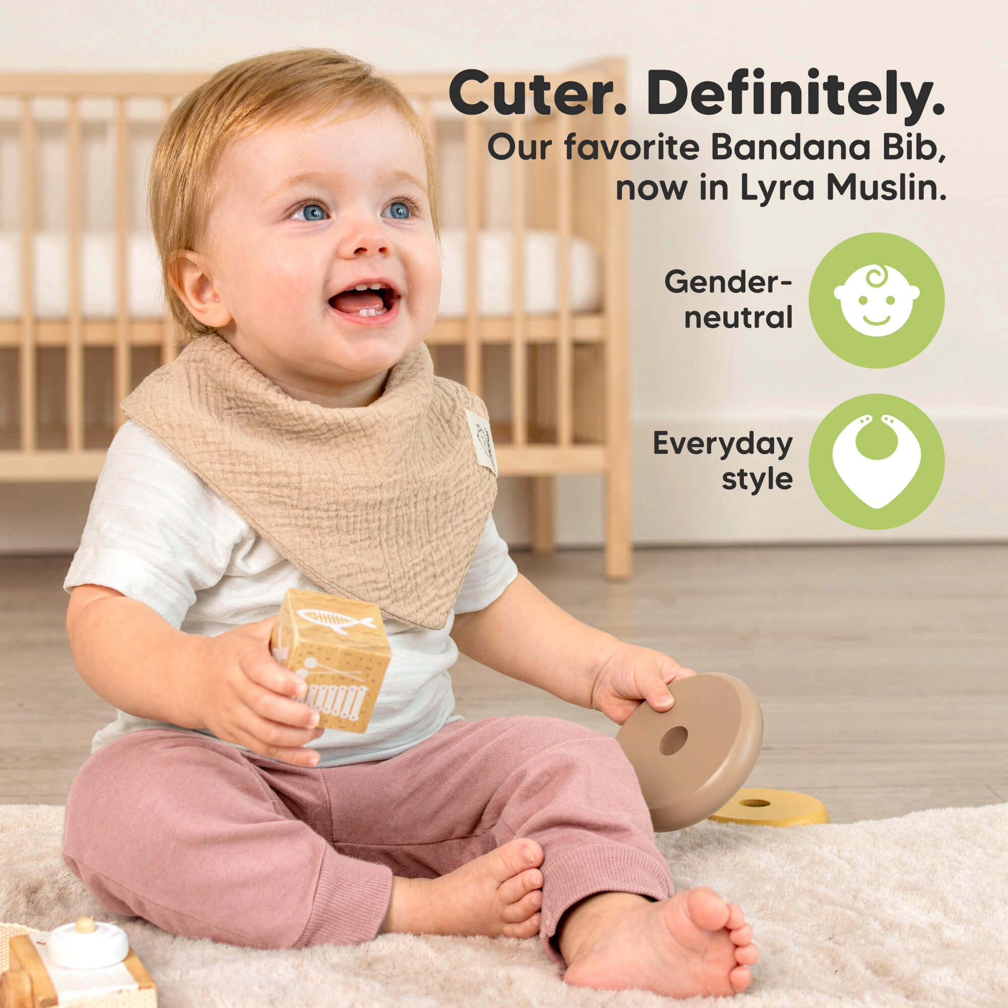 KeaBabies 10pk Lyra Muslin Bandana Baby Bibs, 100% Cotton, Soft, Absorbent, 0-36M