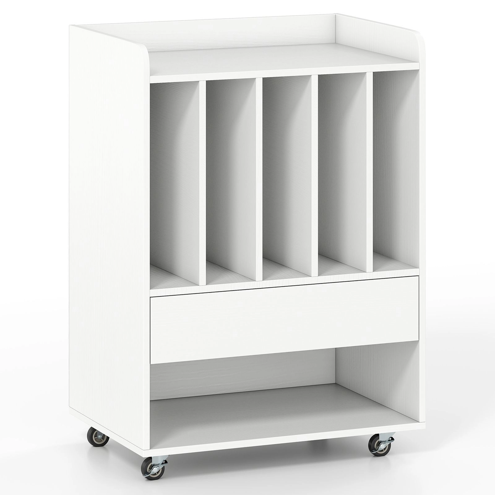SlickBlue Vinyl Record Storage Cabinet with 5 Dividers and Drawer