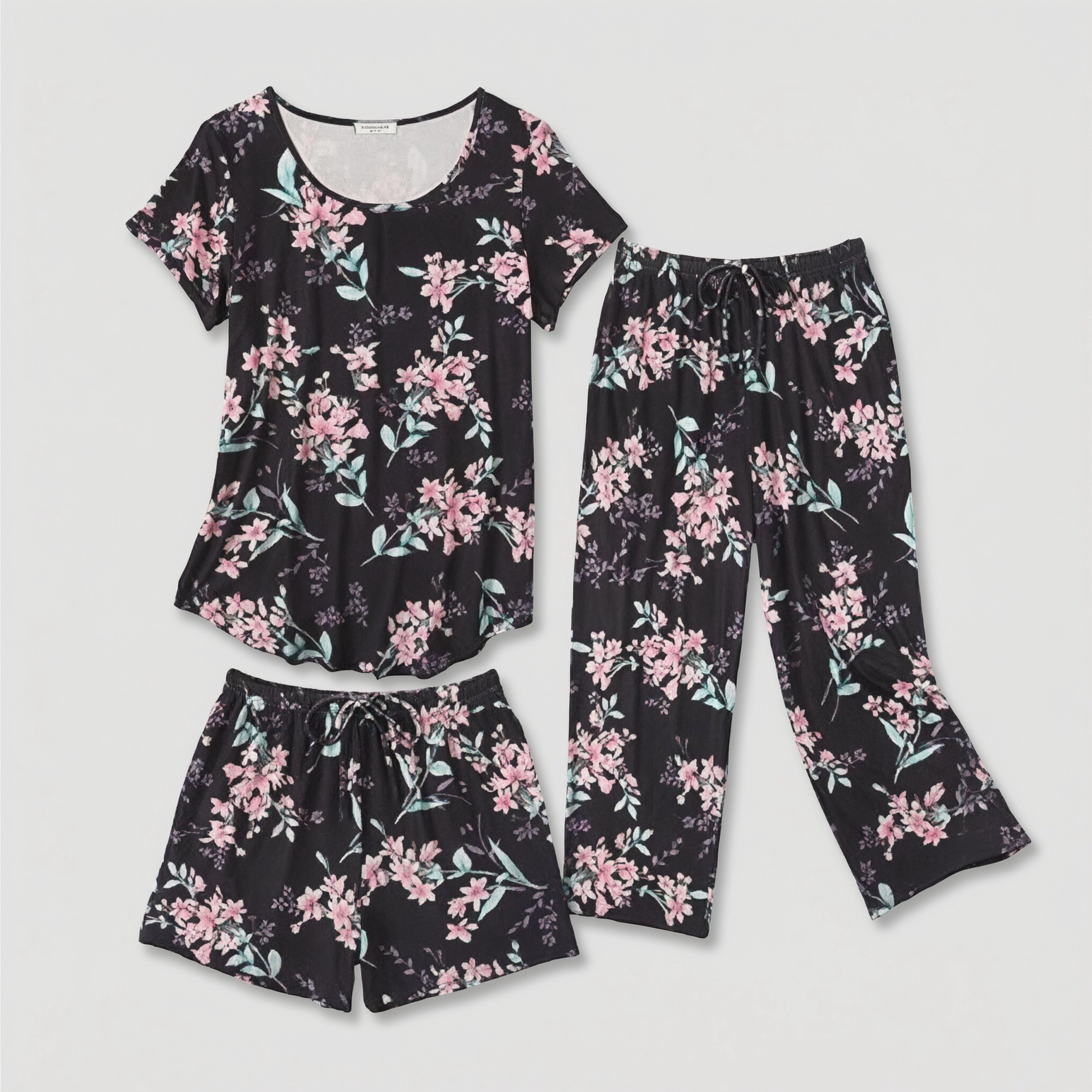 Ekouaer Capri Pajamas for Women Set Short Sleeve Pajama Sets Floral Pj Soft Sleepwear