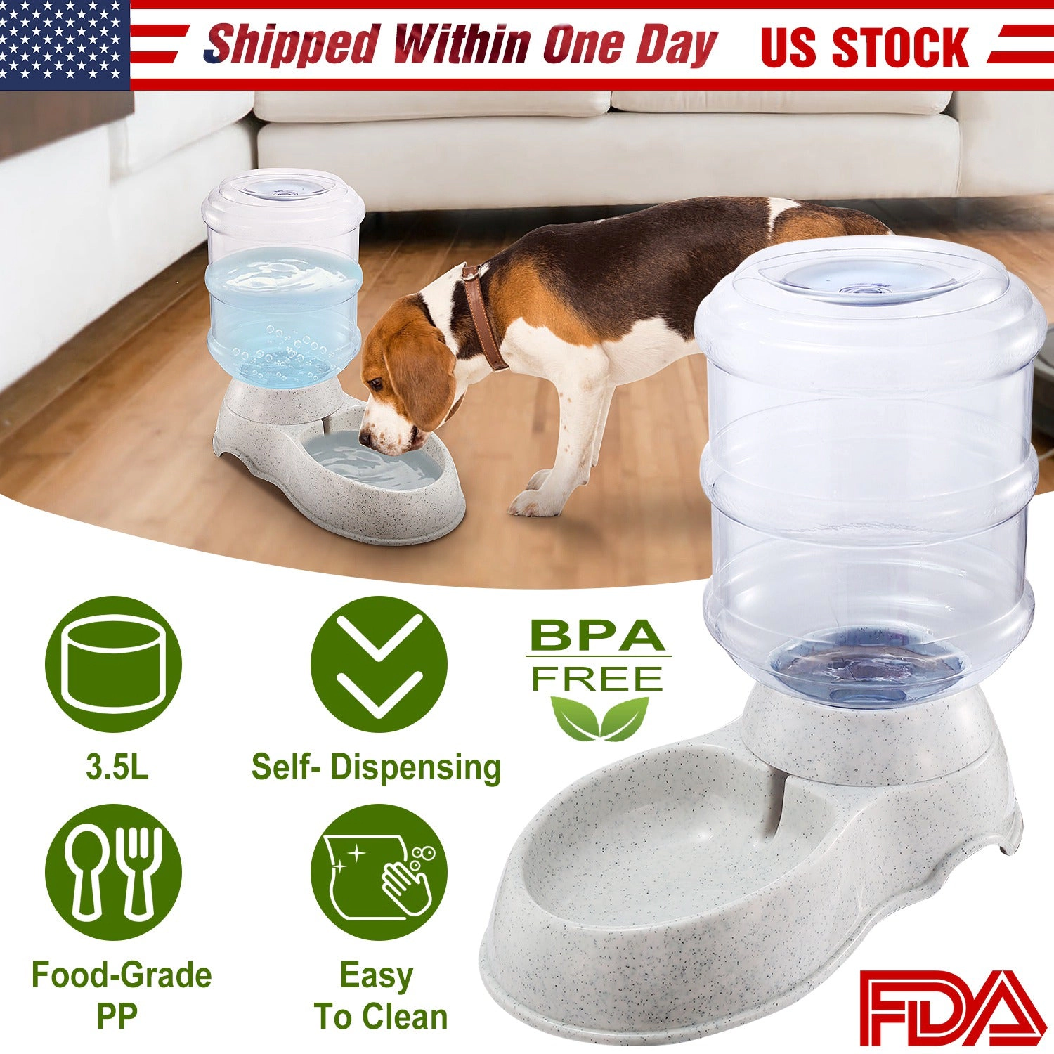 GBruno 3.5L Gravity Pet Water Dispenser