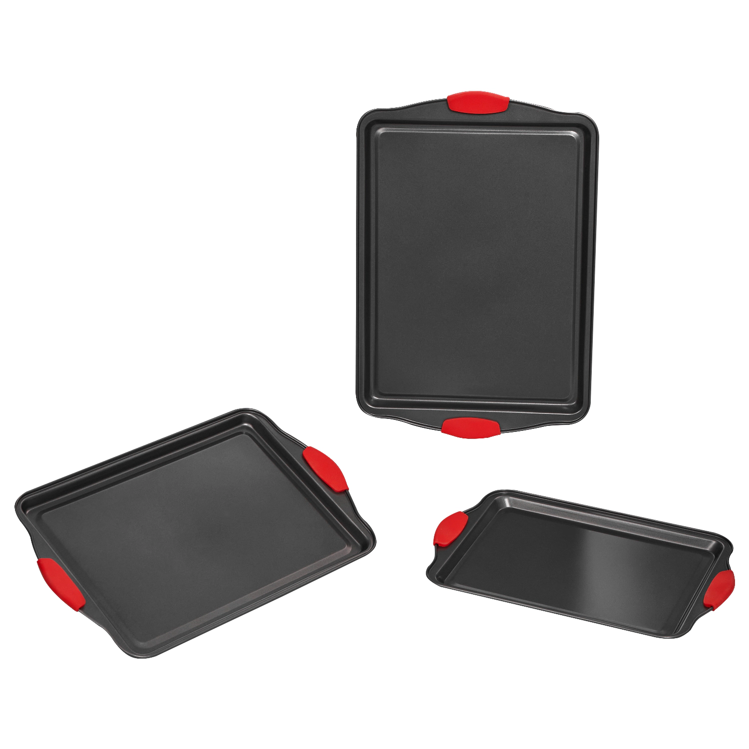 HONGGE 3-Piece Heavy-Duty Carbon Steel Baking Pans Set, Nonstick Stackable Oven Trays for & Roasting