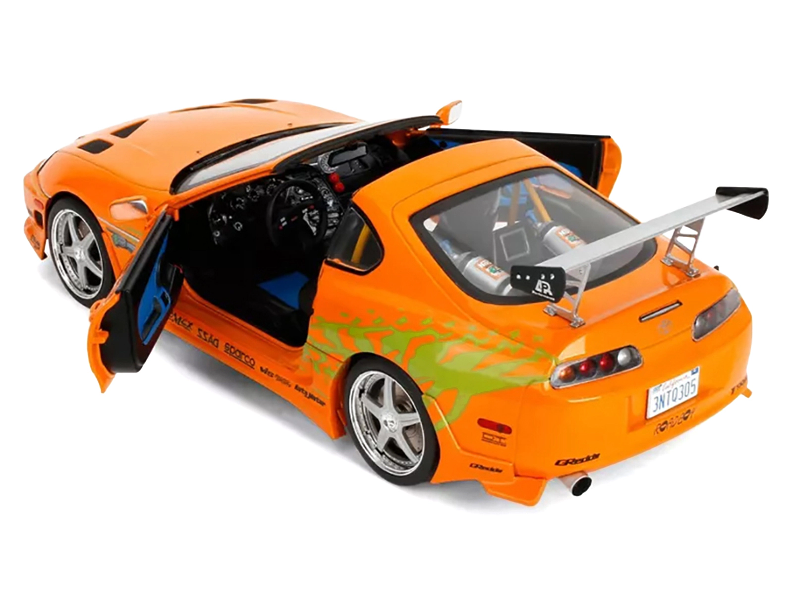 Jada 1993 Toyota Supra Orange with Graphics "The Fast and the Furious" (2001) Movie "25 Years of Fast &