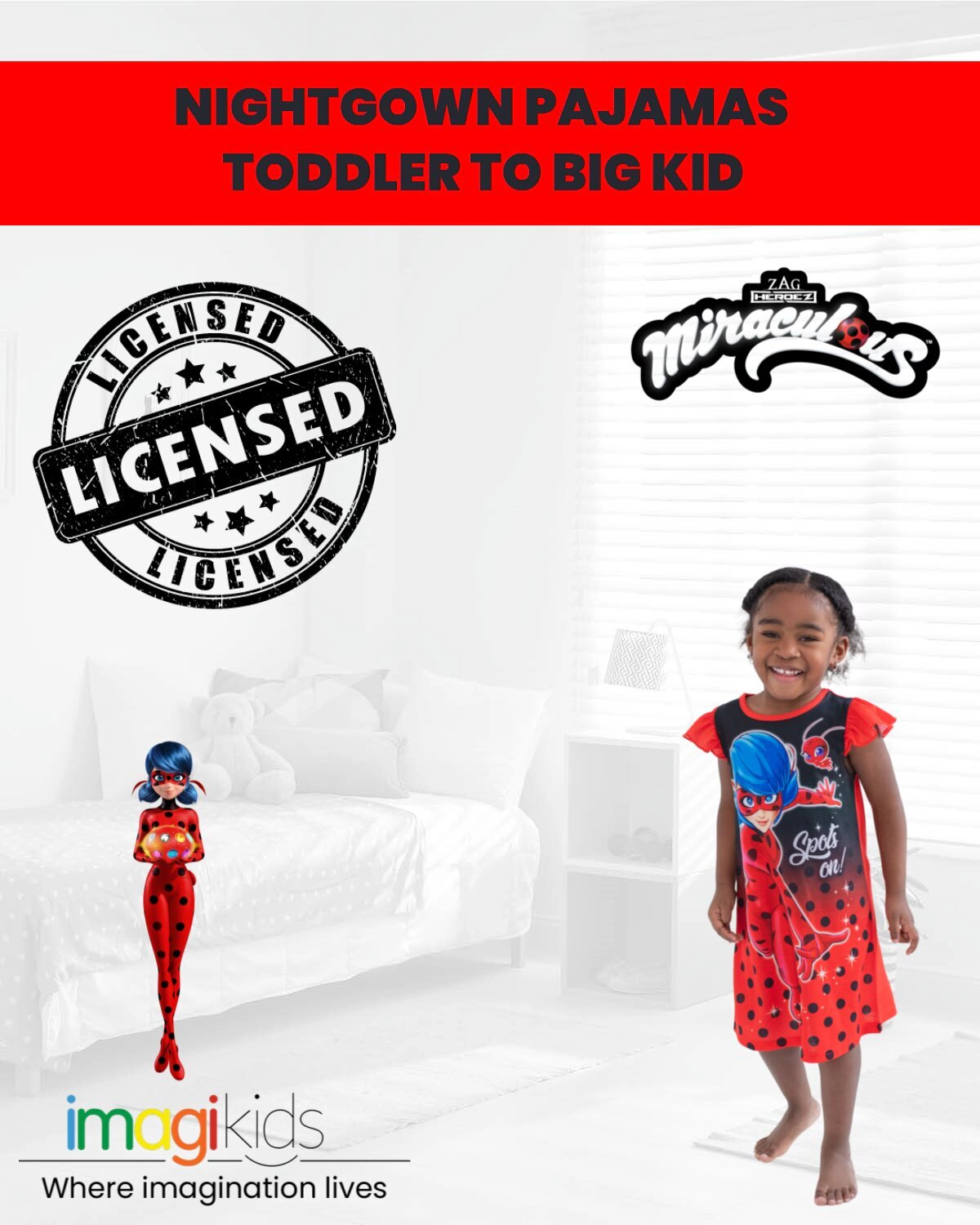 Miraculous Ladybug Girls' Pajama Nightgown