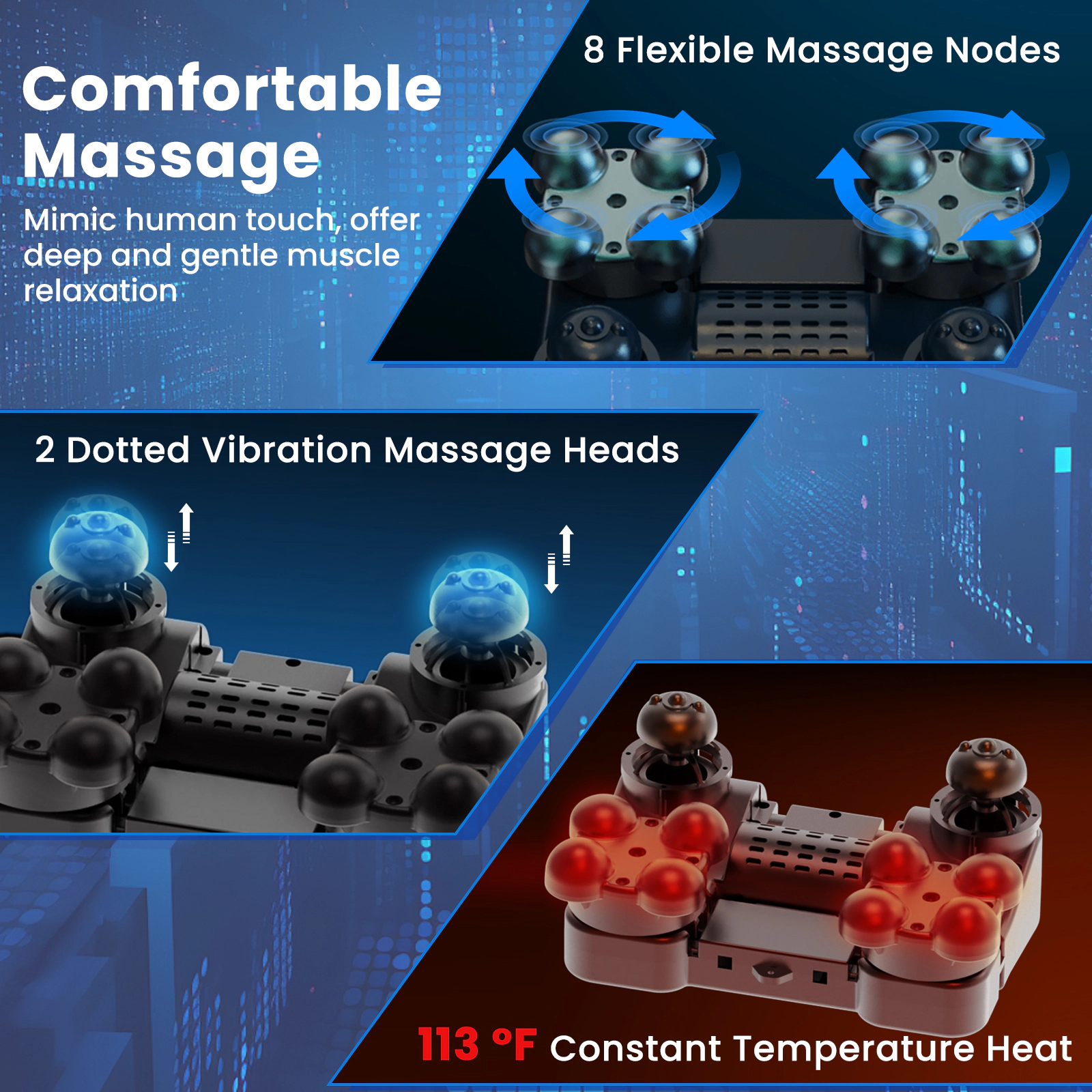 SUGIFT Shiatsu Foot and Calf Massager with Heat Kneading Nodes Vibration and Removable Partition Sponge