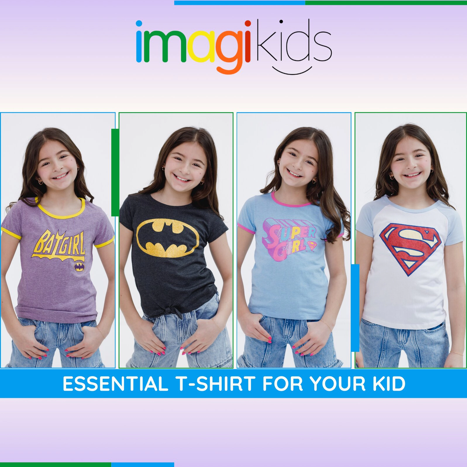 DC Comics Justice League Girls' Glitter Graphic T-Shirt