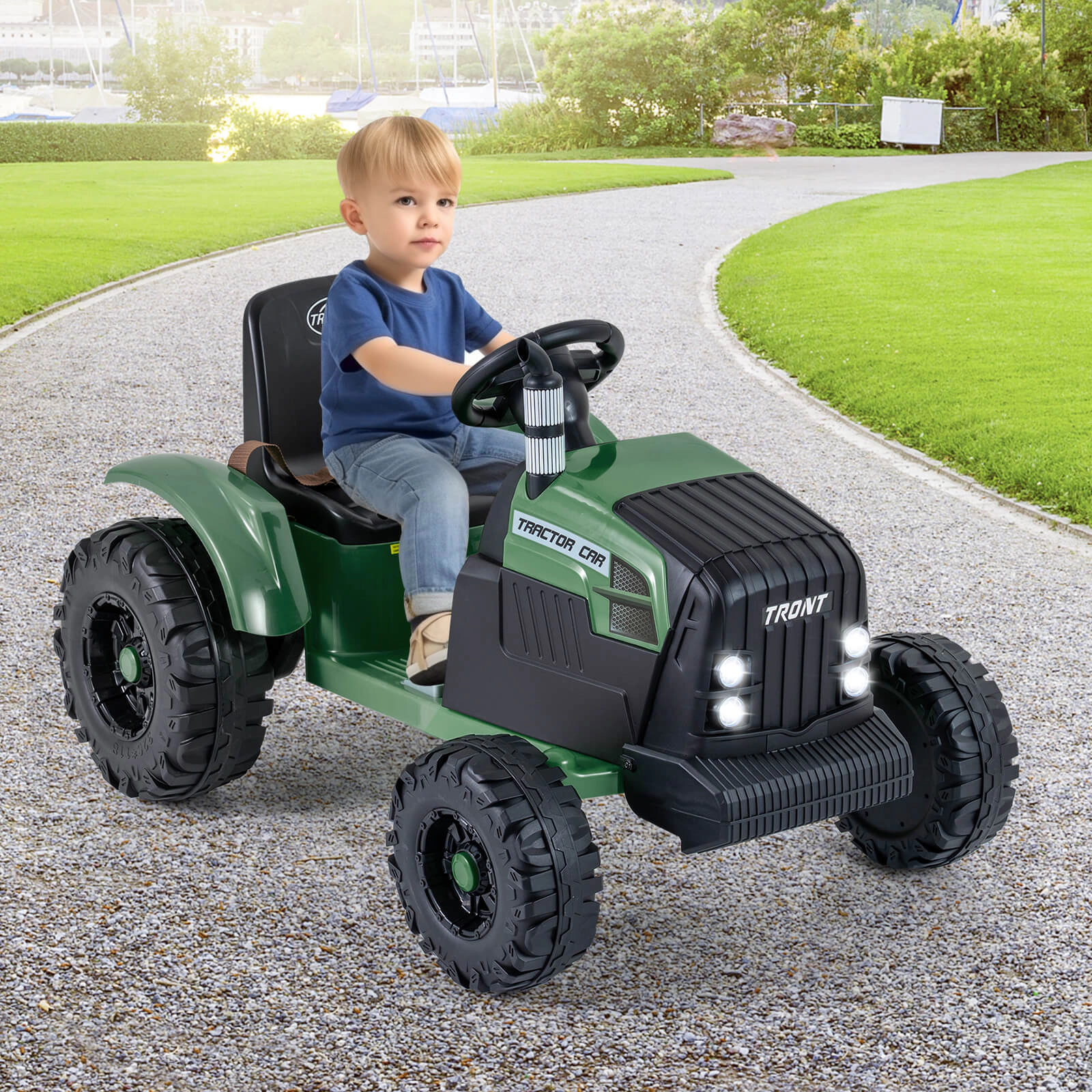 Costway 24V Ride On Tractor for Kids with Detachable Trailer Remote Control Music