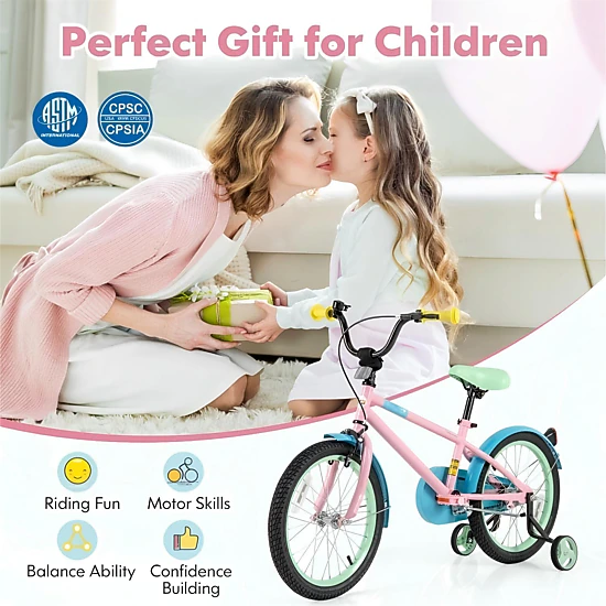 SUGIFT Adjustable Handlebar and Saddle Kids Bicycle 145-lb Capacity Ages 4-8 49.5-in Frame Pink Blue Green Yellow
