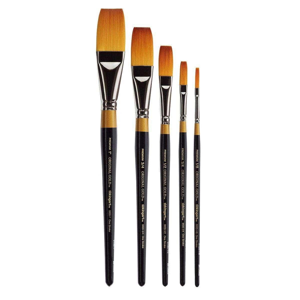 KINGART Original Gold 9100 One Stroke Golden Taklon Brush Set - 5 pc