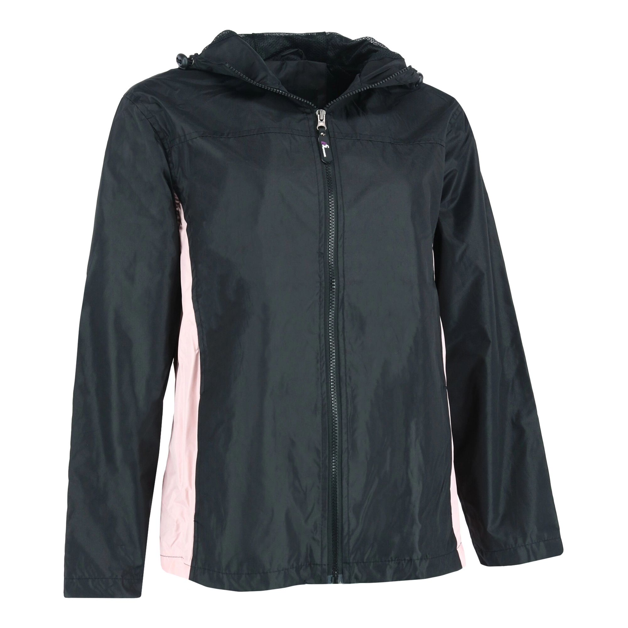 I5 Apparel Women's Hooded Windbreaker Rain Jacket with Side Panel