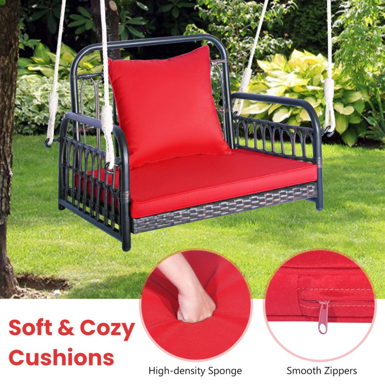 Hivvago Patio Rattan Porch Swing Hammock Chair With Seat Cushion