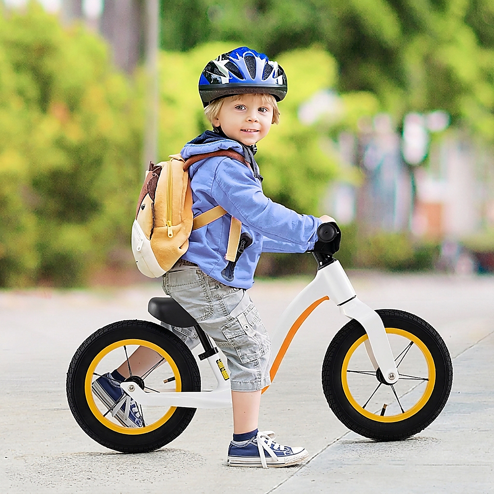 SUGIFT 12-Inch Balance Bike with Adjustable Seat and Rotatable Handlebar 66-lb Capacity Ages 36+ Months White