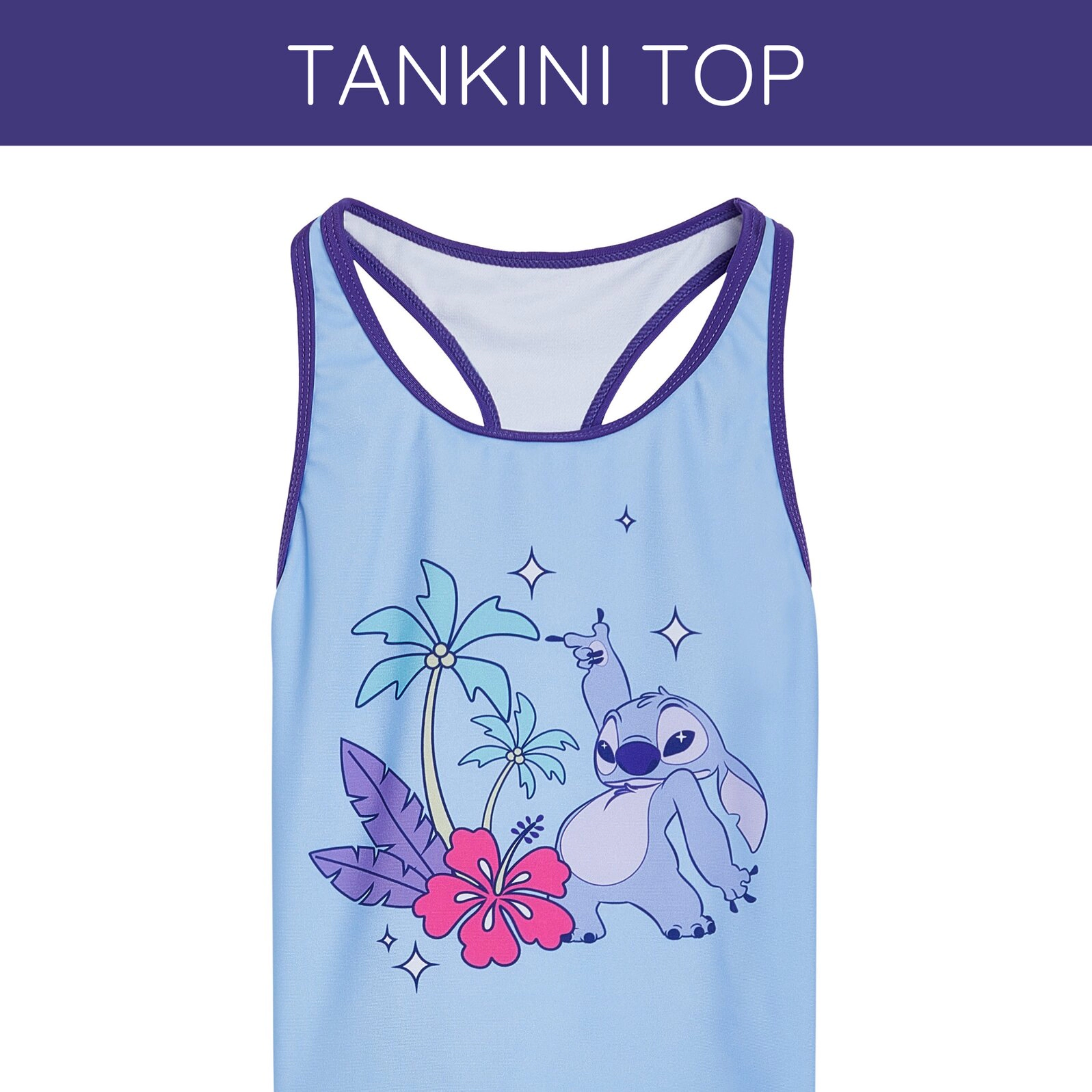 Disney Lilo & Stitch Girls' Swimwear 2-Piece Tankini and Swim Shorts Set