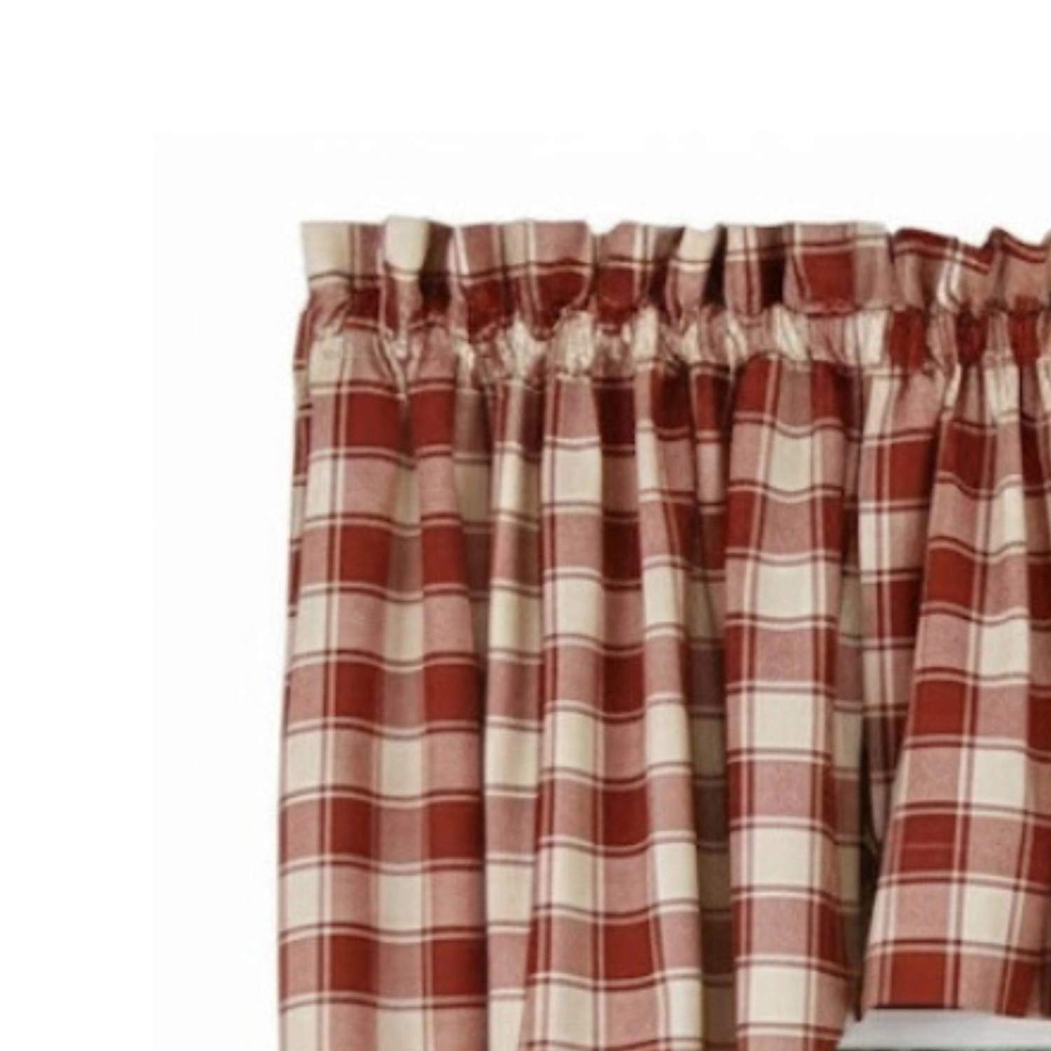 Ellis Curtain 50% Polyester 50% Cotton Country Check With 1.5" Rod Pocket Tailored Window Swag 56" x 36" Brick