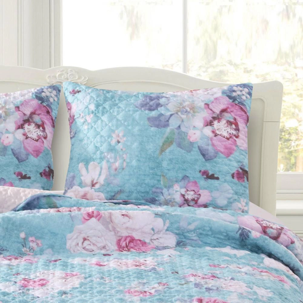 Greenland Home Fashions Barefoot Bungalow Avril Floral Digitally Printed Reverse Pillow Sham