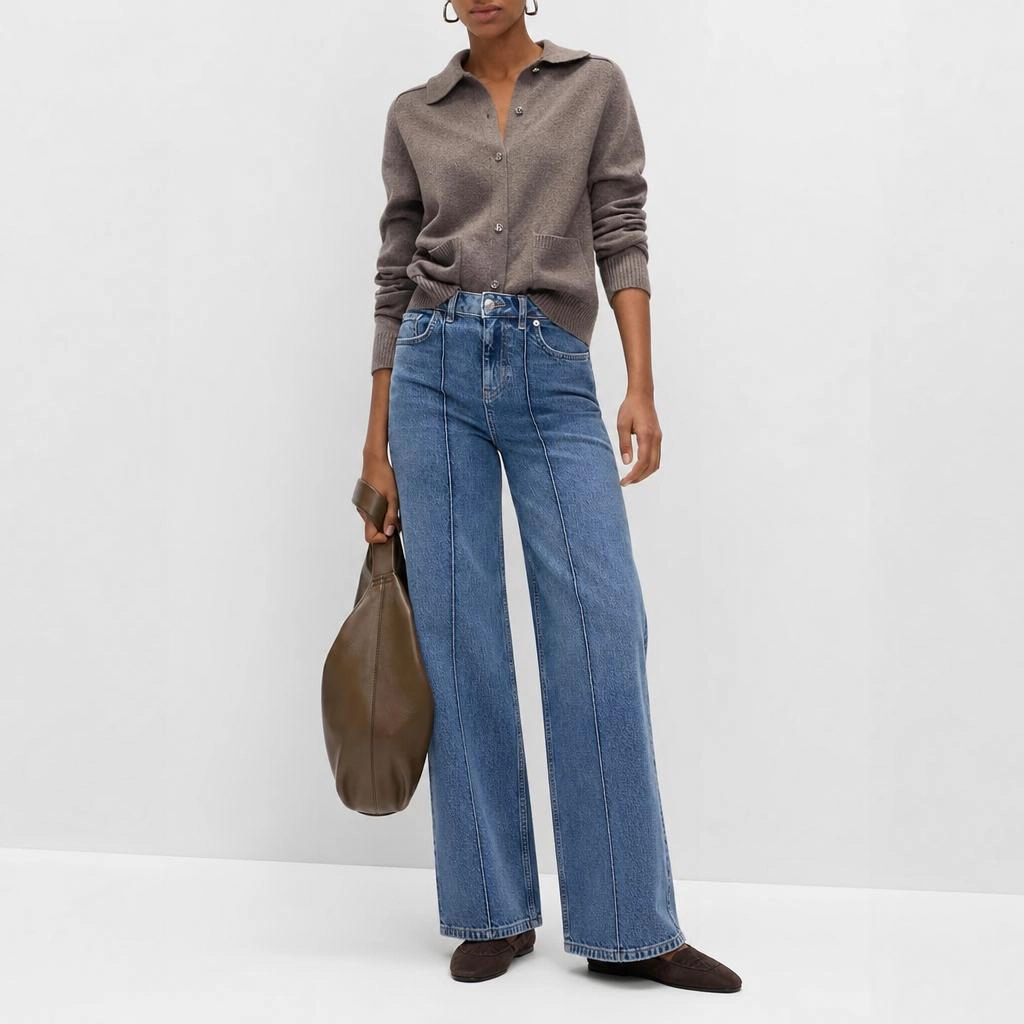 YesFashion Womens High Rise Wide Leg Jeans Casual Baggy Pull-On Trendy Long Denim Pants with Pockets