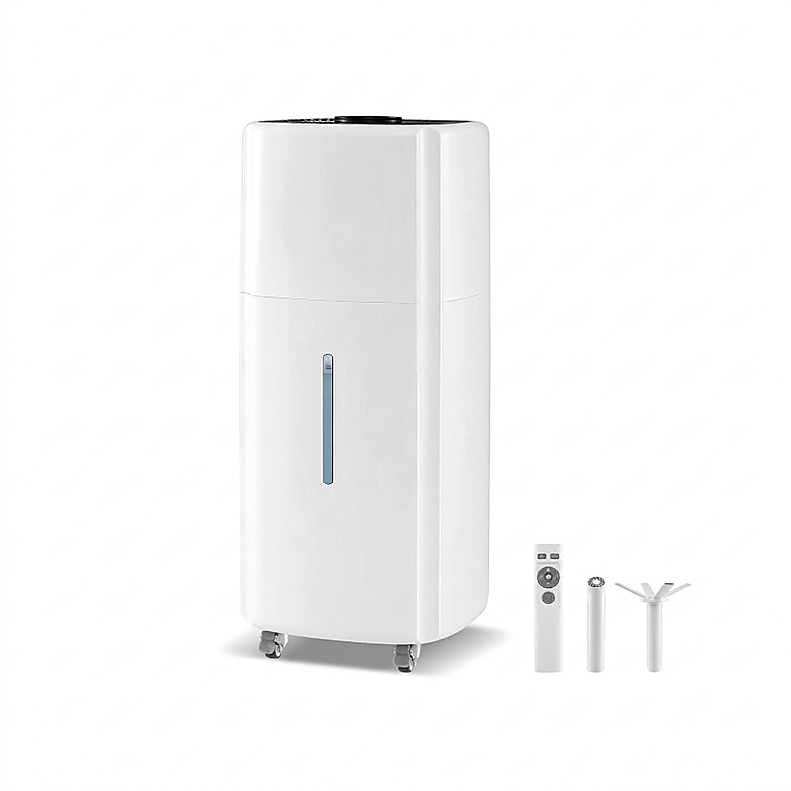 SUGIFT 5.5-Gallon Large-Room Humidifier with 360° Nozzles 40.5-in Max Height Top-Fill 21L Tank with Wheels White