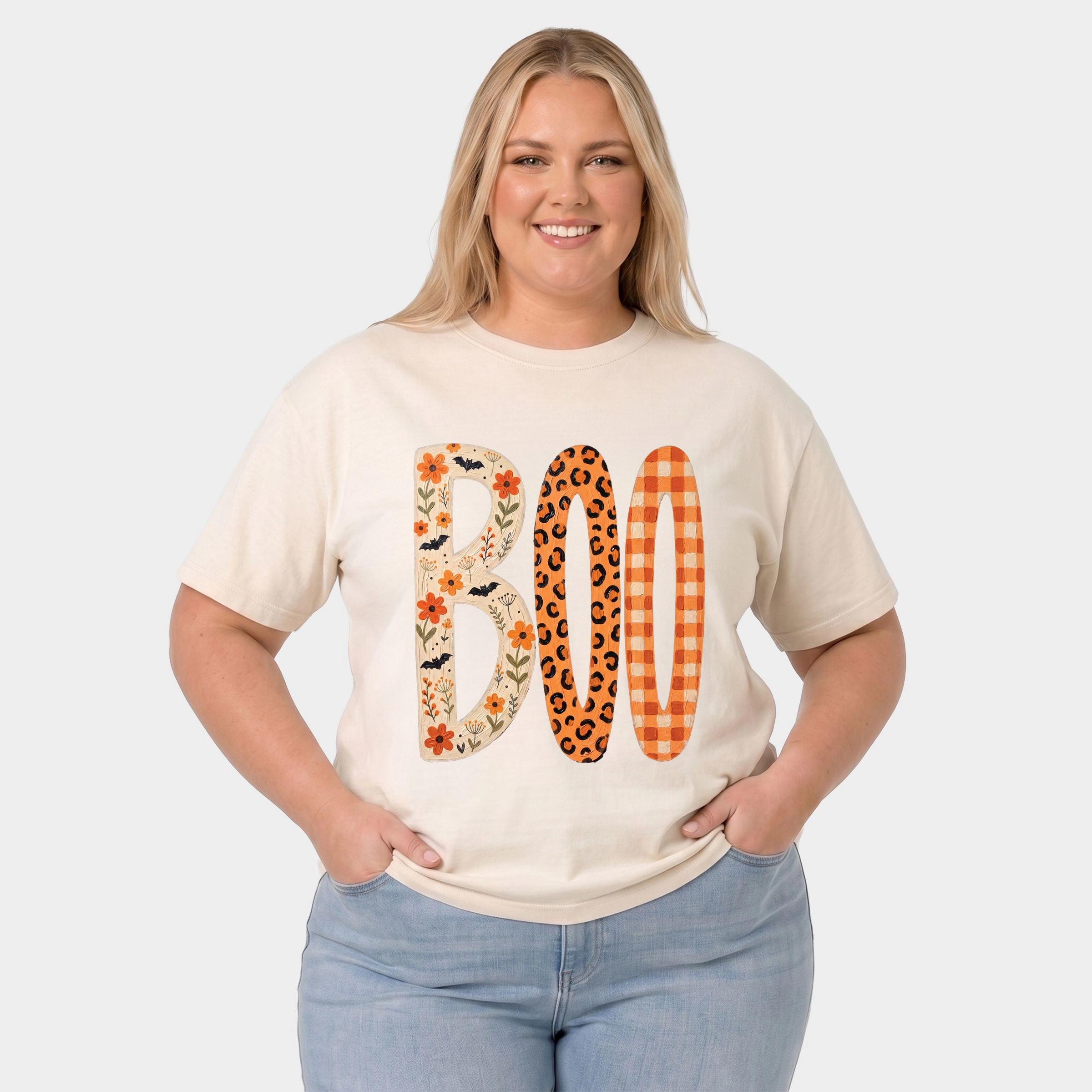 Simply Sage Market - Women's Plus Garment Dyed Tee Boo Tall Pattern
