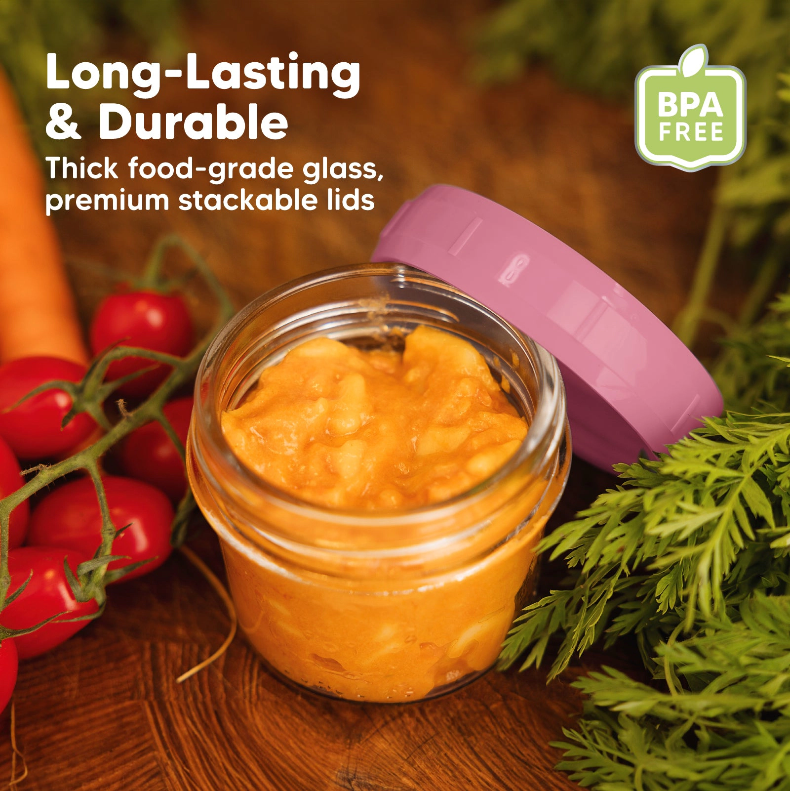KeaBabies Prep Jars Baby Food Storage Glass Containers for Boys, Girls