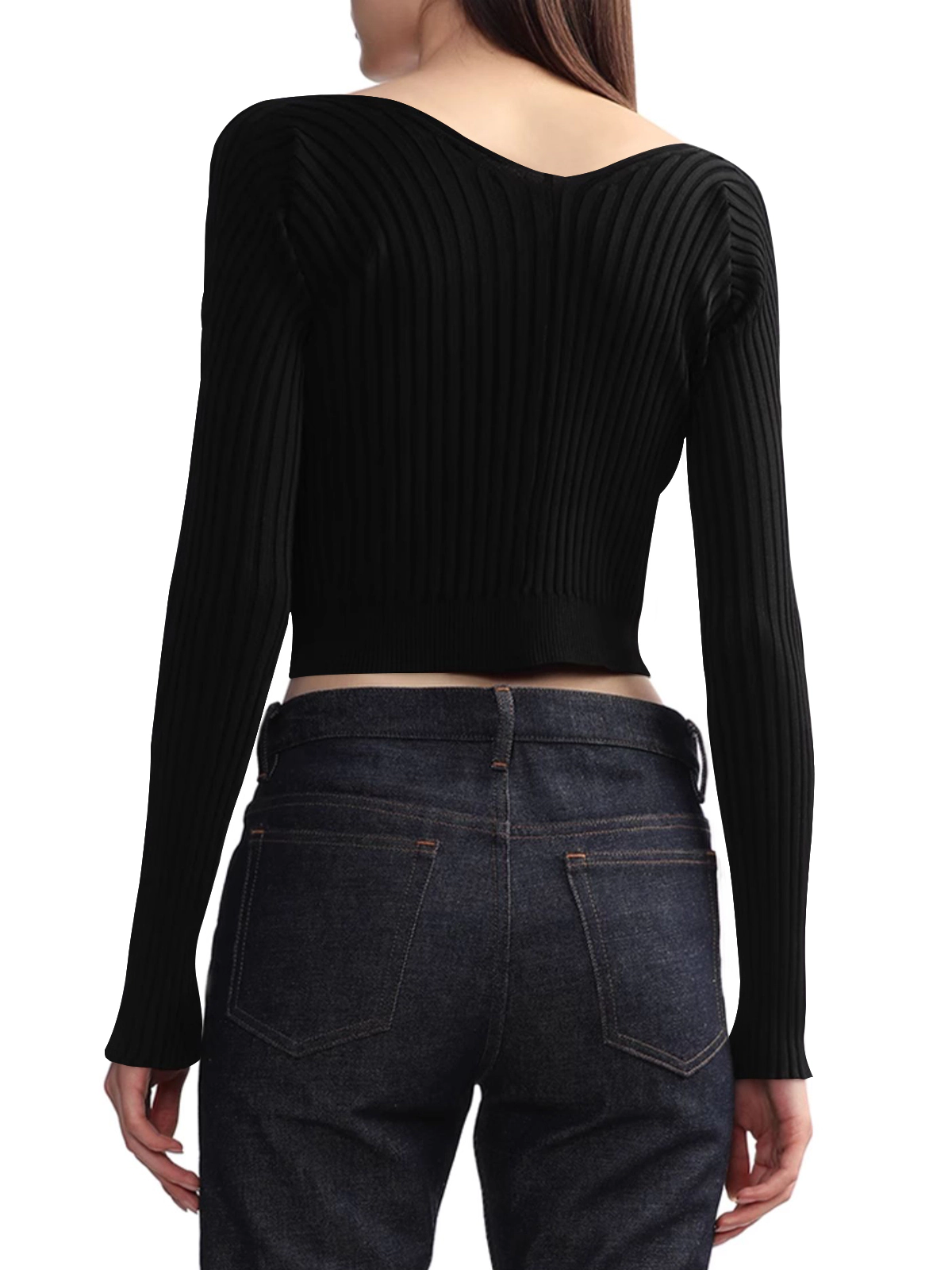 KOJOOIN Cardigan Sweaters for Women Ring Tie Front Long Sleeve Crop Rib Knit Shrugs Tops