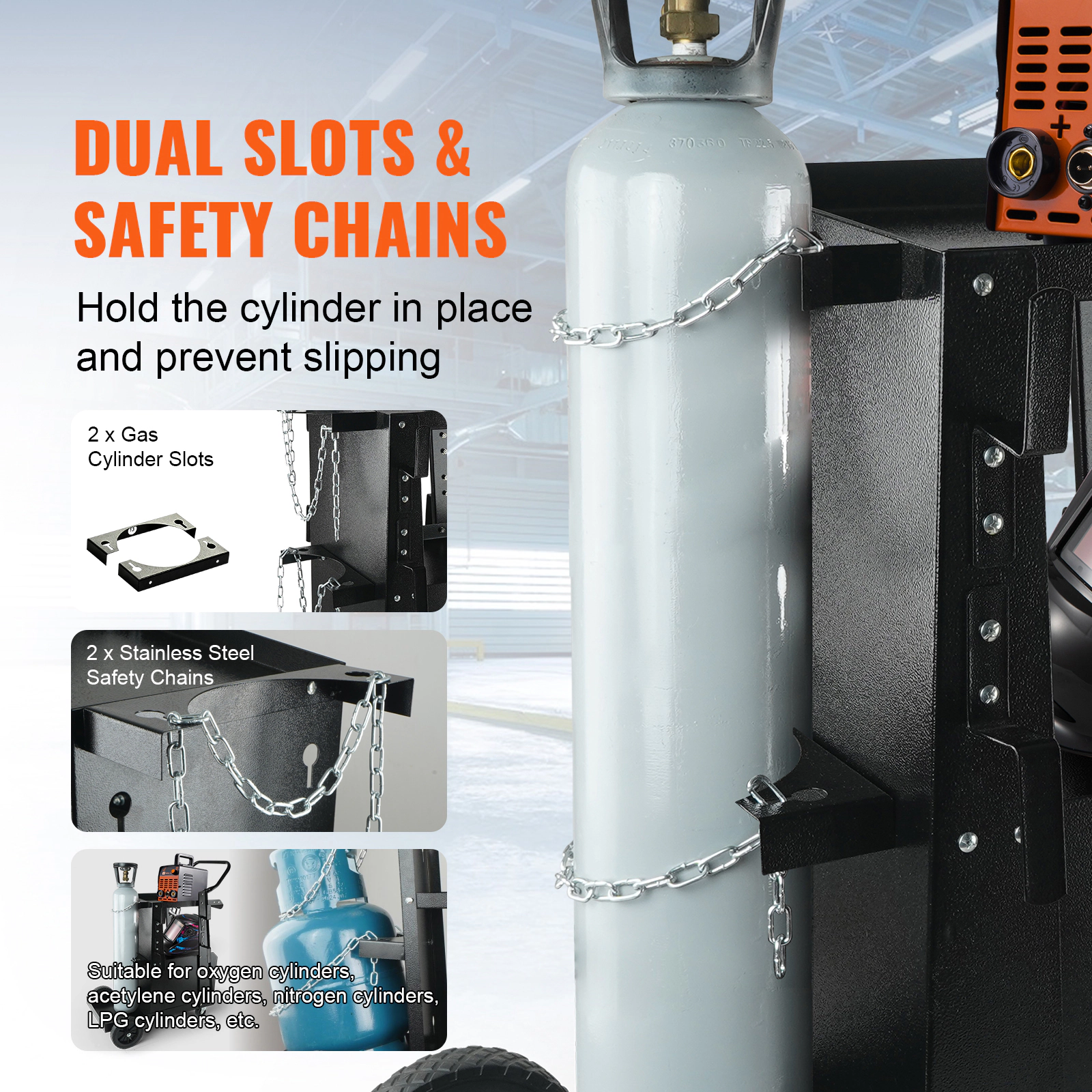HONGGE 2-Tier Welding Cart with Lockable Cabinet, 265 lbs Capacity, Gas Cylinder Storage for MIG TIG Welders