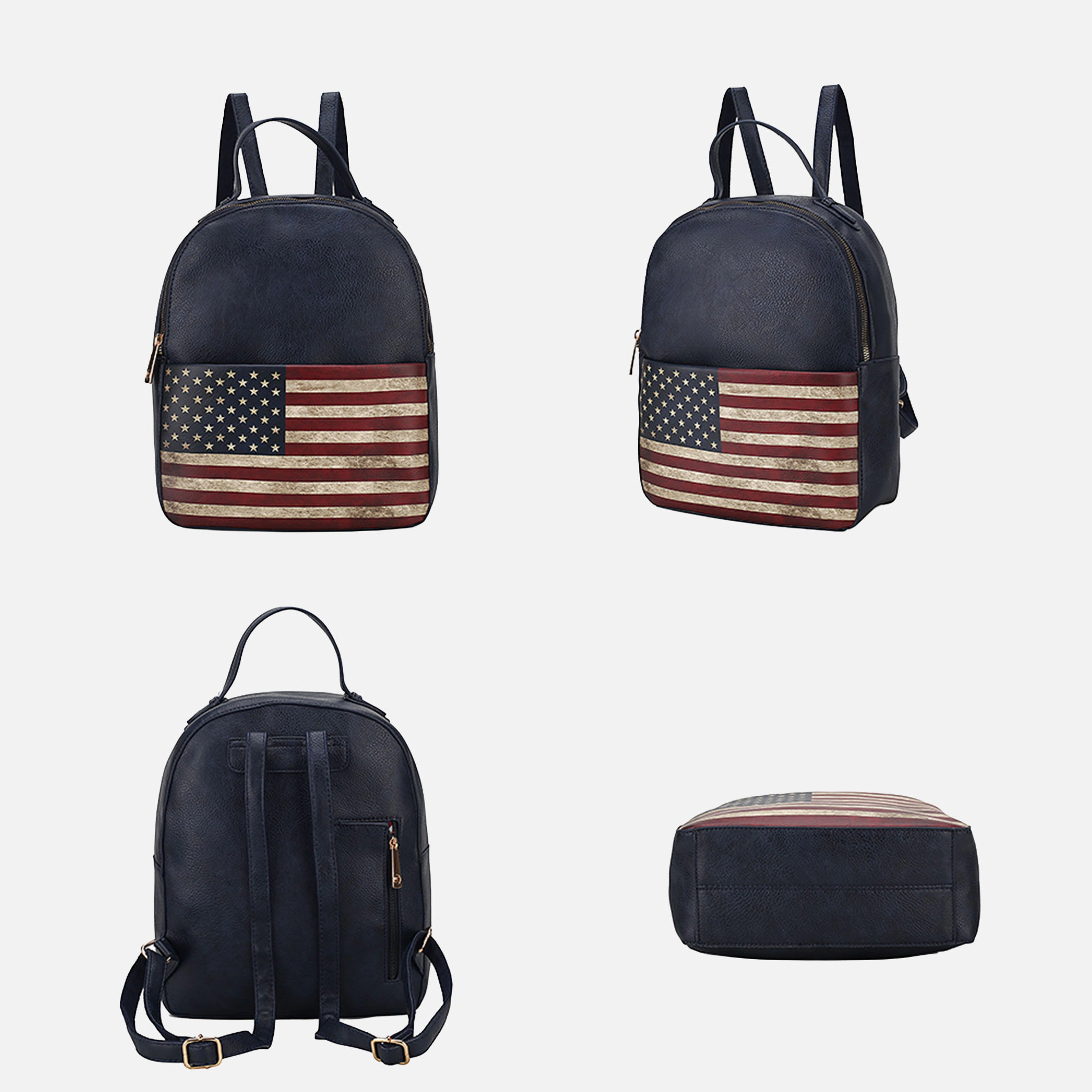 Mia K Collection Briella Vegan Leather Backpack, Patriotic Print, Gold-Tone Hardware
