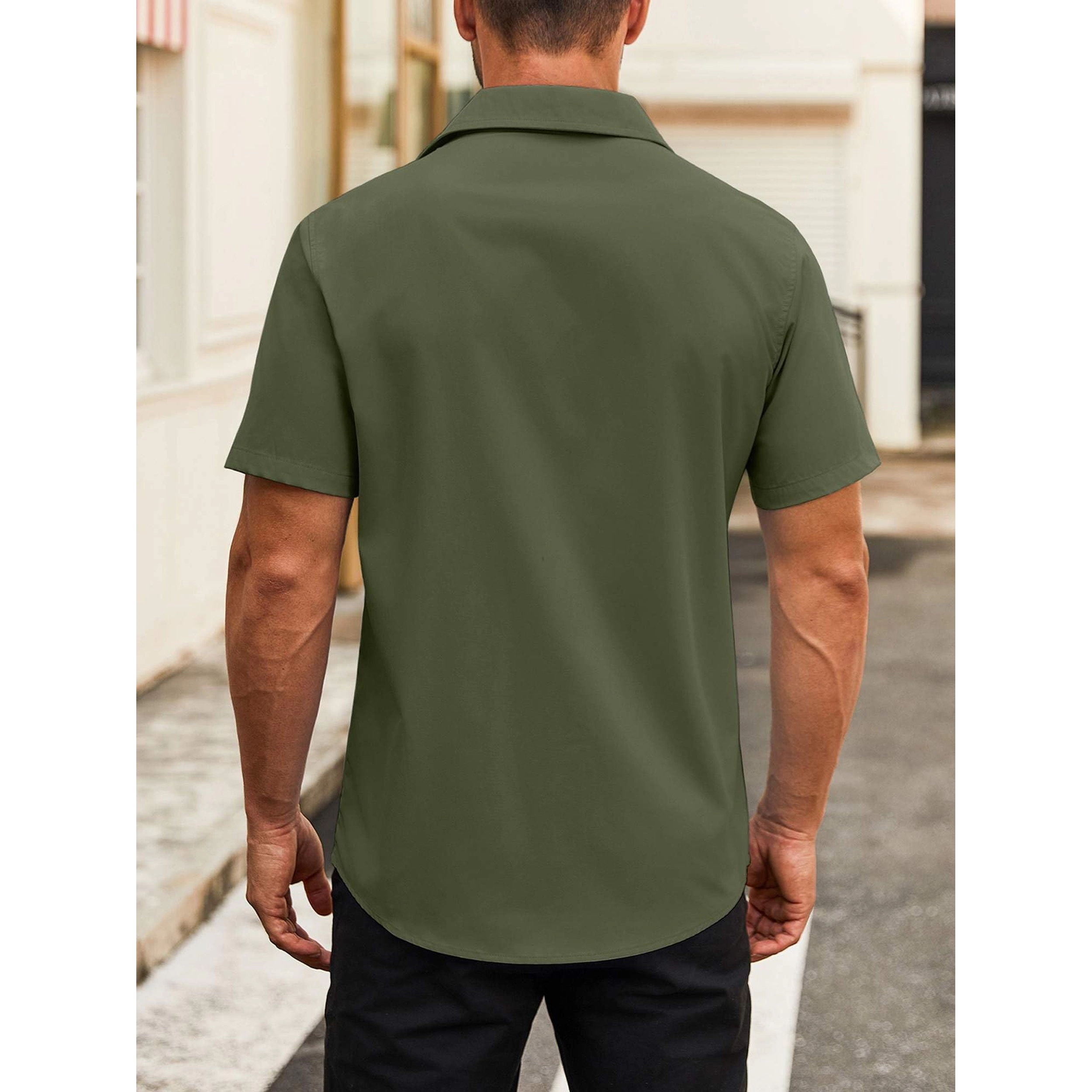 COOFANDY Mens Casual Short Sleeve Button Down Shirts Collared Pocket  Tops