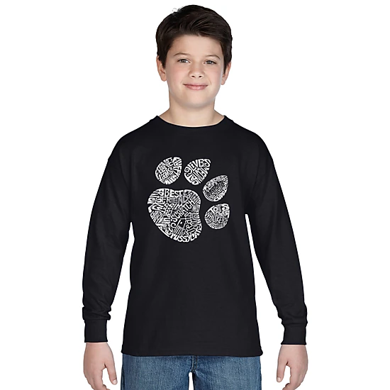 LA Pop Art Boys Long Sleeve T-Shirt -  Cat Paw