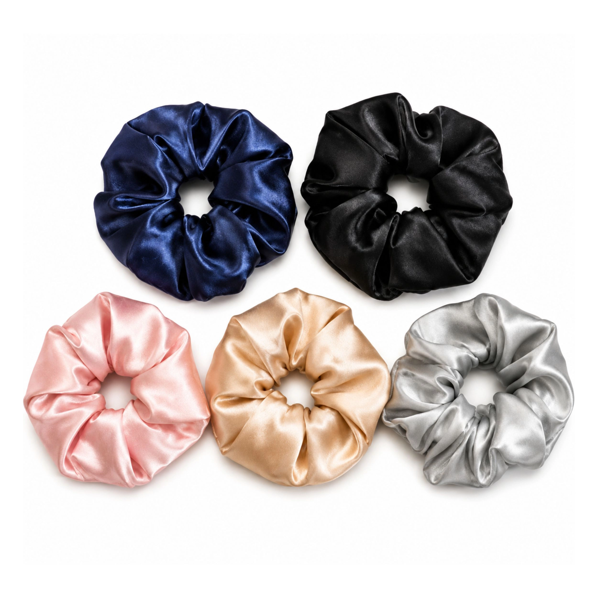 Home Collection Pack of 5 Satin Hair Scrunchies Soft Elastic Hair Ties for Women & Girls